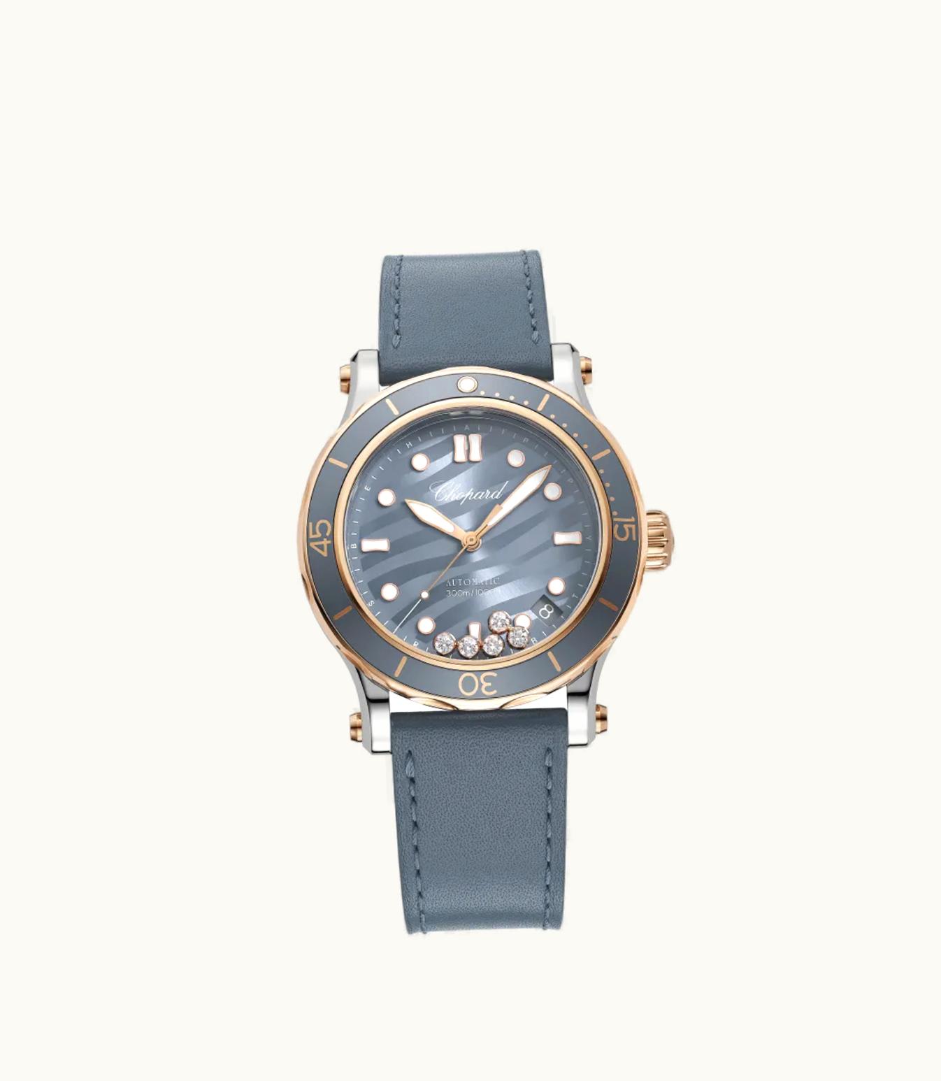 Chopard Chopard Happy Ocean 40 Mm, Automatic, Ethical Rose Gold, Stainless Steel, Diamonds