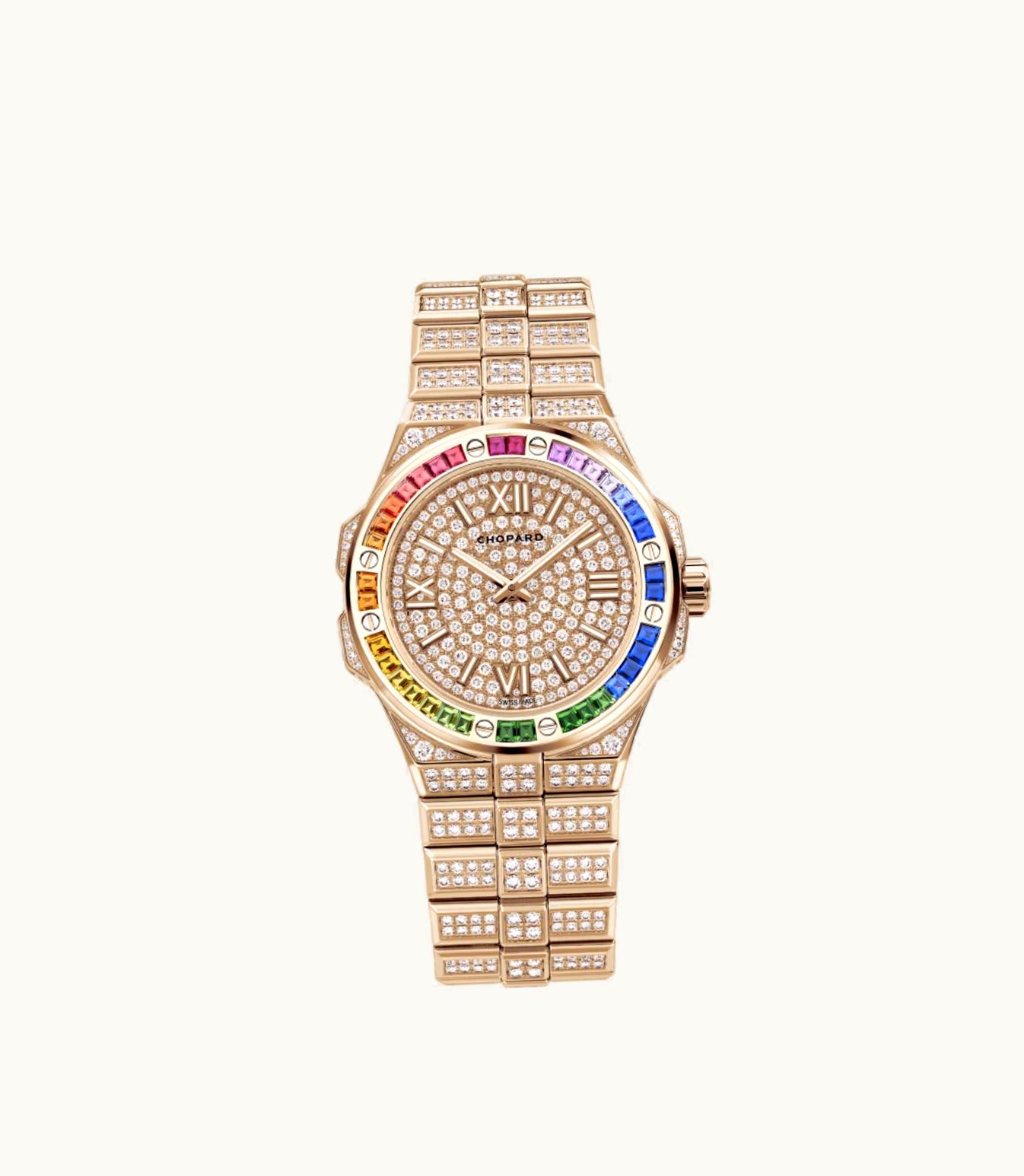 Chopard Chopard Alpine Eagle 36 36 Mm, Automatic, Ethical Rose Gold, Diamonds, Coloured Sapphires