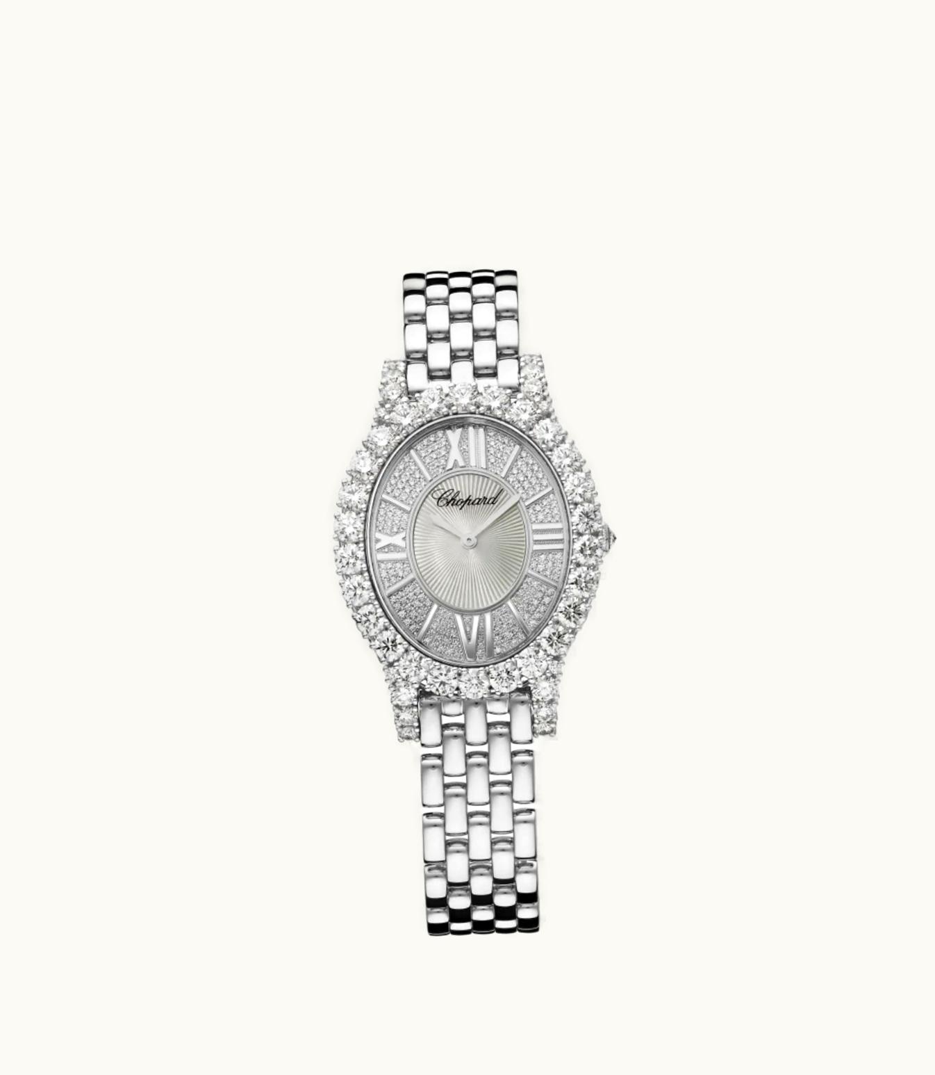 Chopard Chopard L'Heure Du Diamant Oval Small 18-Carat White Gold And Diamonds
