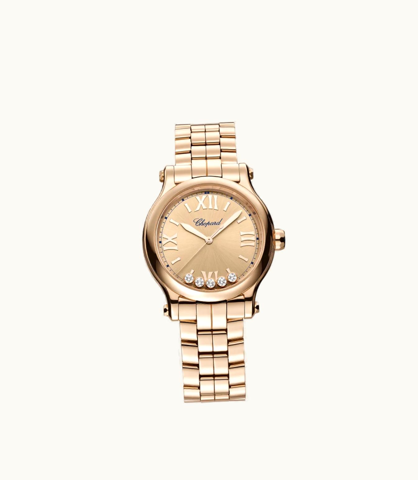 Chopard Chopard Happy Sport 33 Mm, Automatic, Ethical Rose Gold, Diamonds 275378-5008