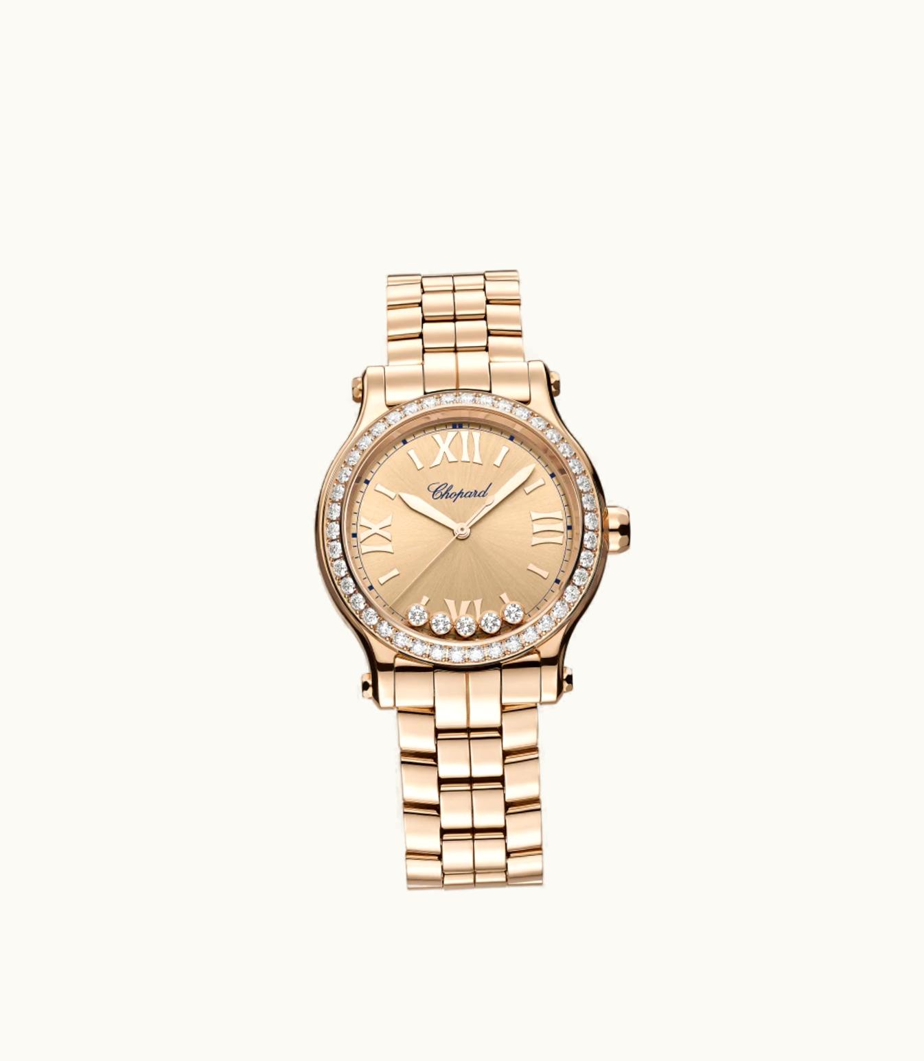 Chopard Chopard Happy Sport 33 Mm, Automatic, Ethical Rose Gold, Diamonds 275378-5009