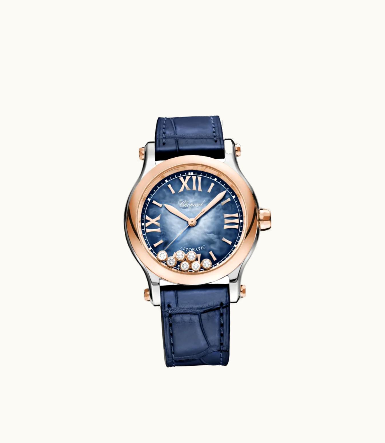 Chopard Chopard Happy Sport 36 Mm, Automatic, Ethical Rose Gold, Stainless Steel, Diamonds 278578-6003