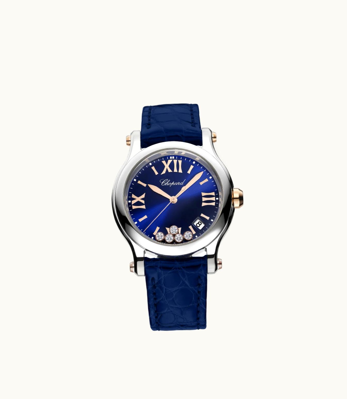 Chopard Chopard Happy Sport 36 Mm, Quartz, Ethical Rose Gold, Stainless Steel, Diamonds 278582-6012