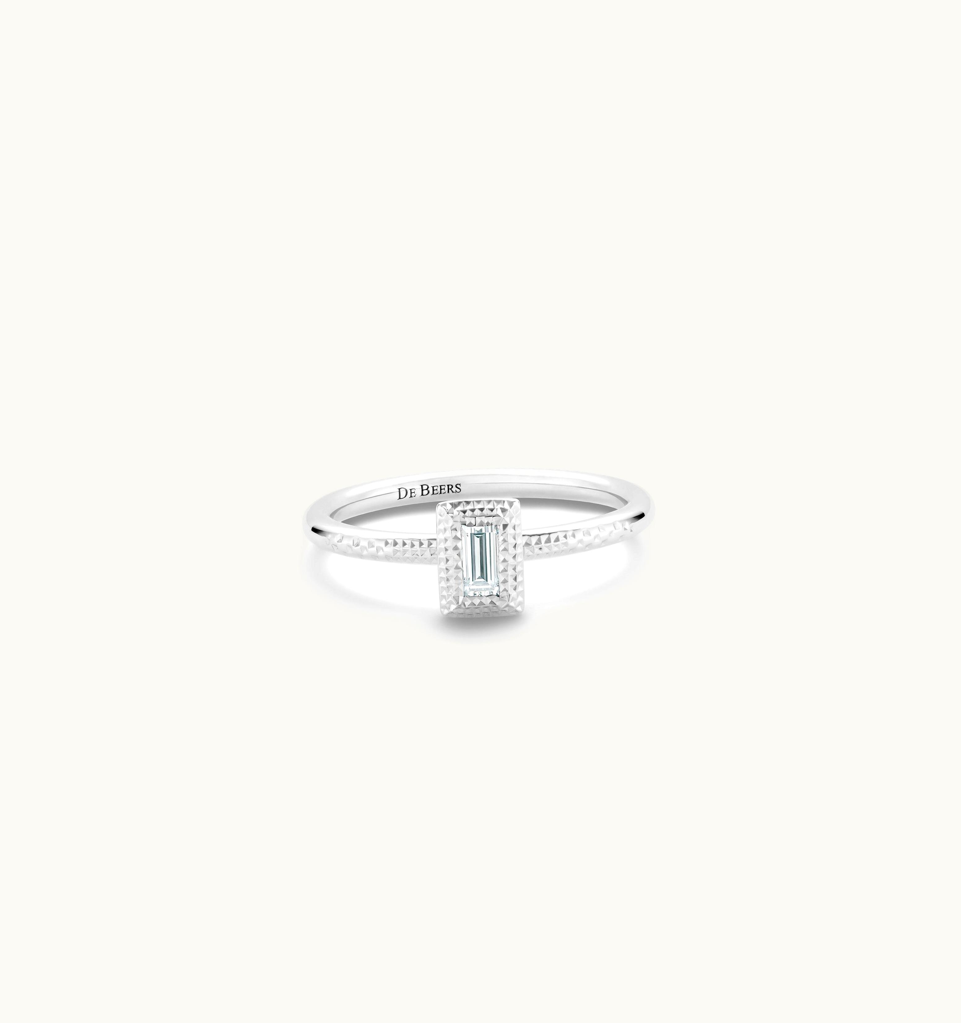 De Beers De Beers Talisman Baguette-Cut Diamond Ring In White Gold