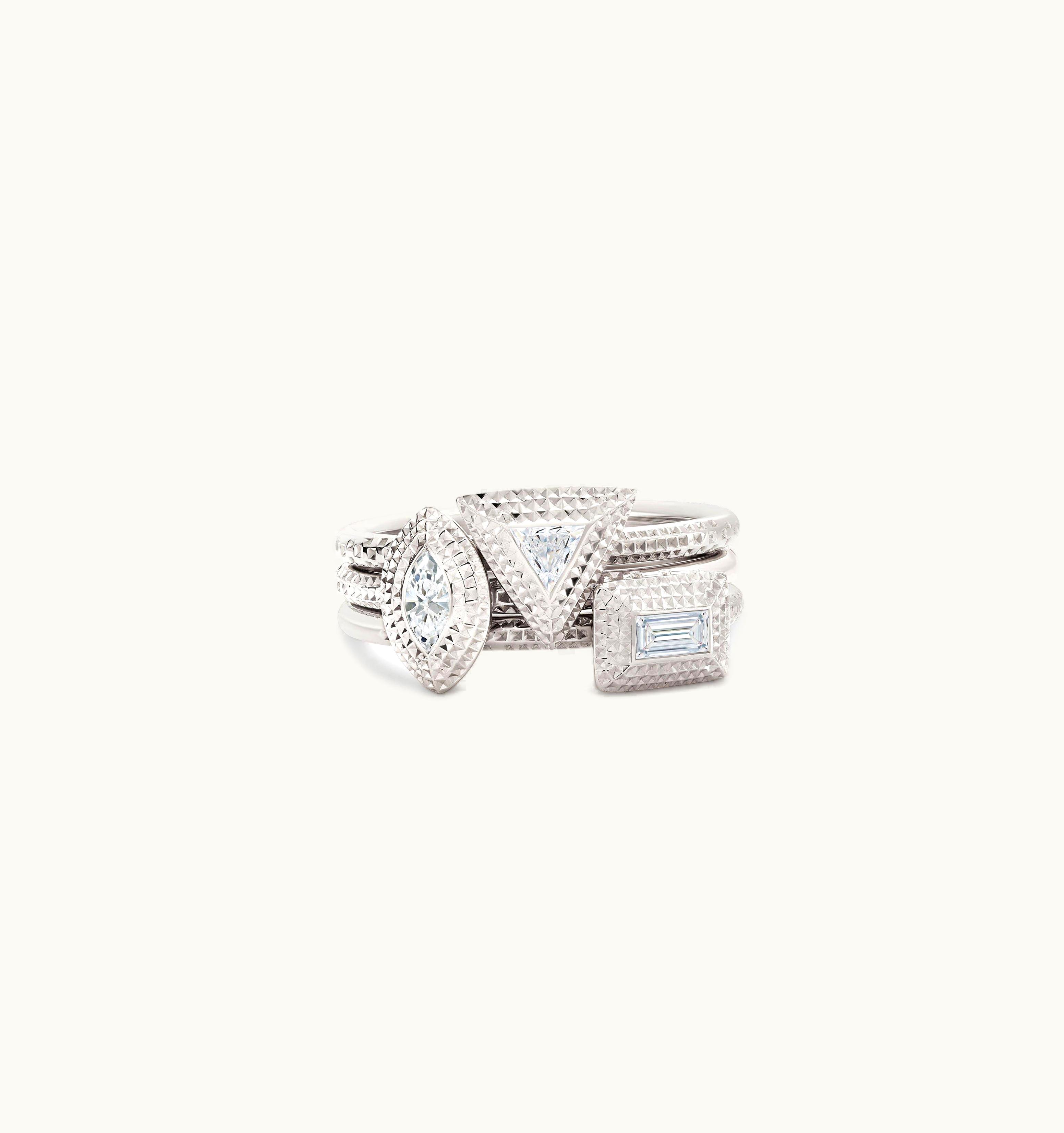 De Beers De Beers Talisman Trio Stacking Rings In White Gold