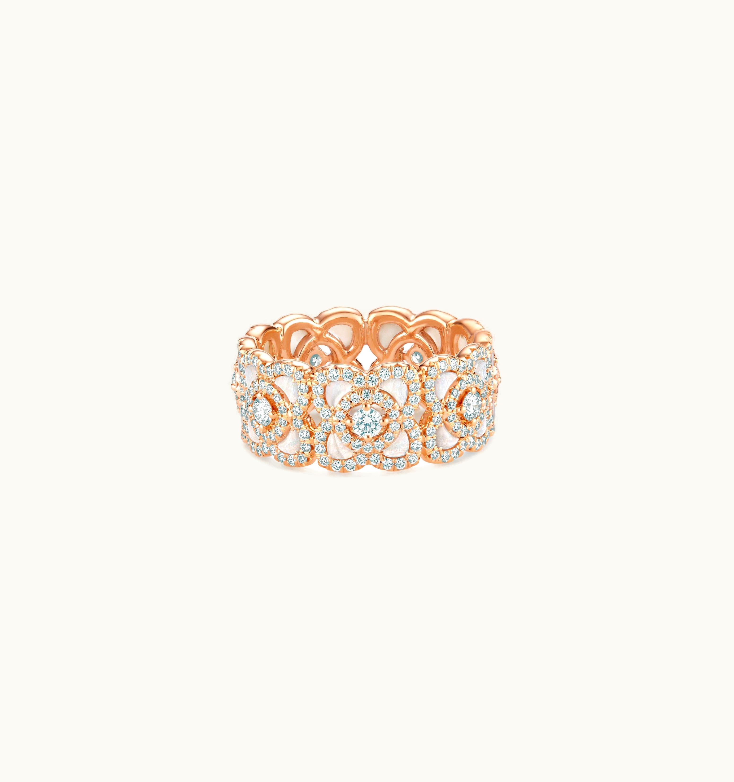 De Beers De Beers Enchanted Lotus Band In Rose Gold And Mother-Of-Pearl