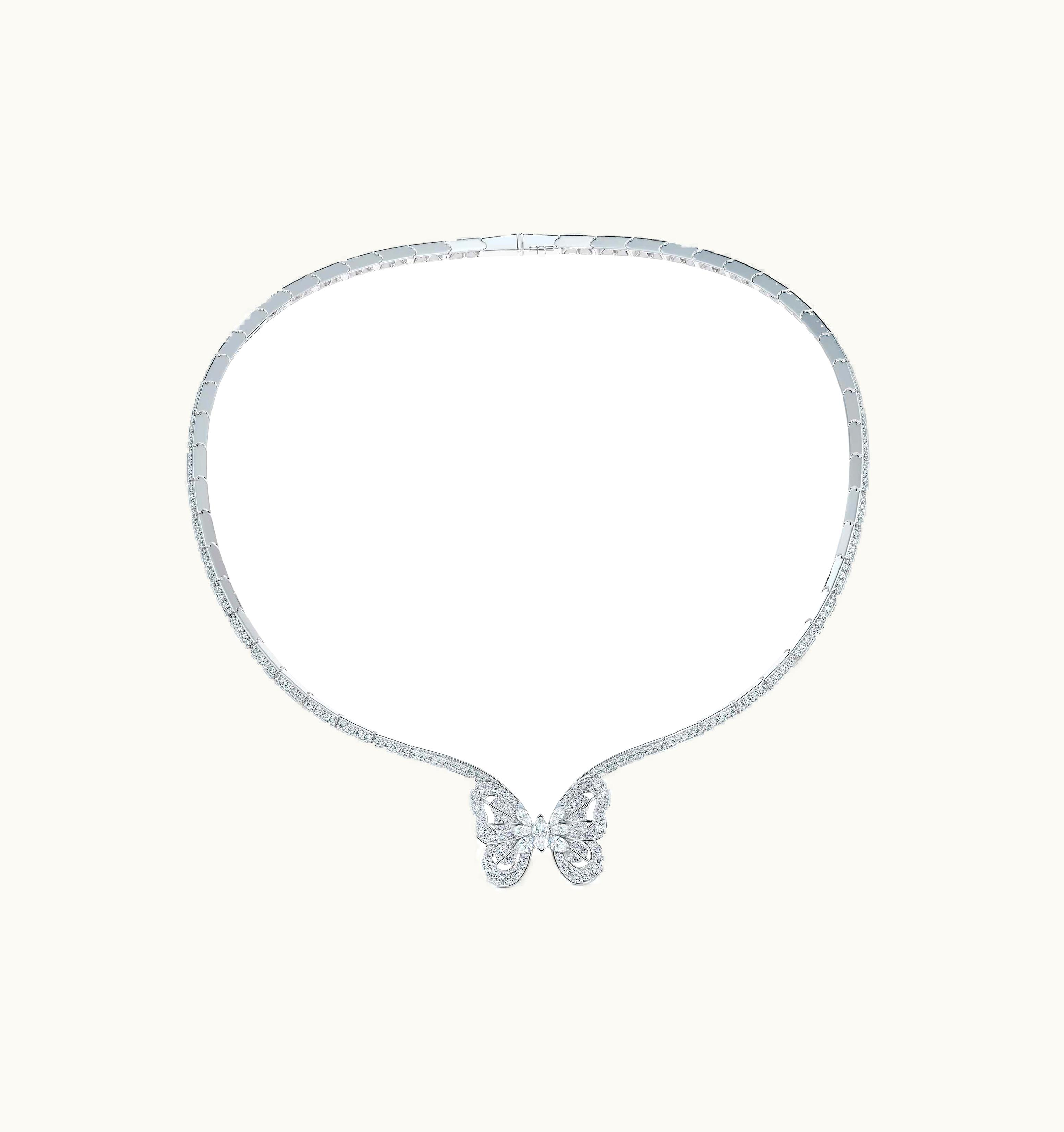 De Beers De Beers Portraits Of Nature Butterfly Necklace In White Gold