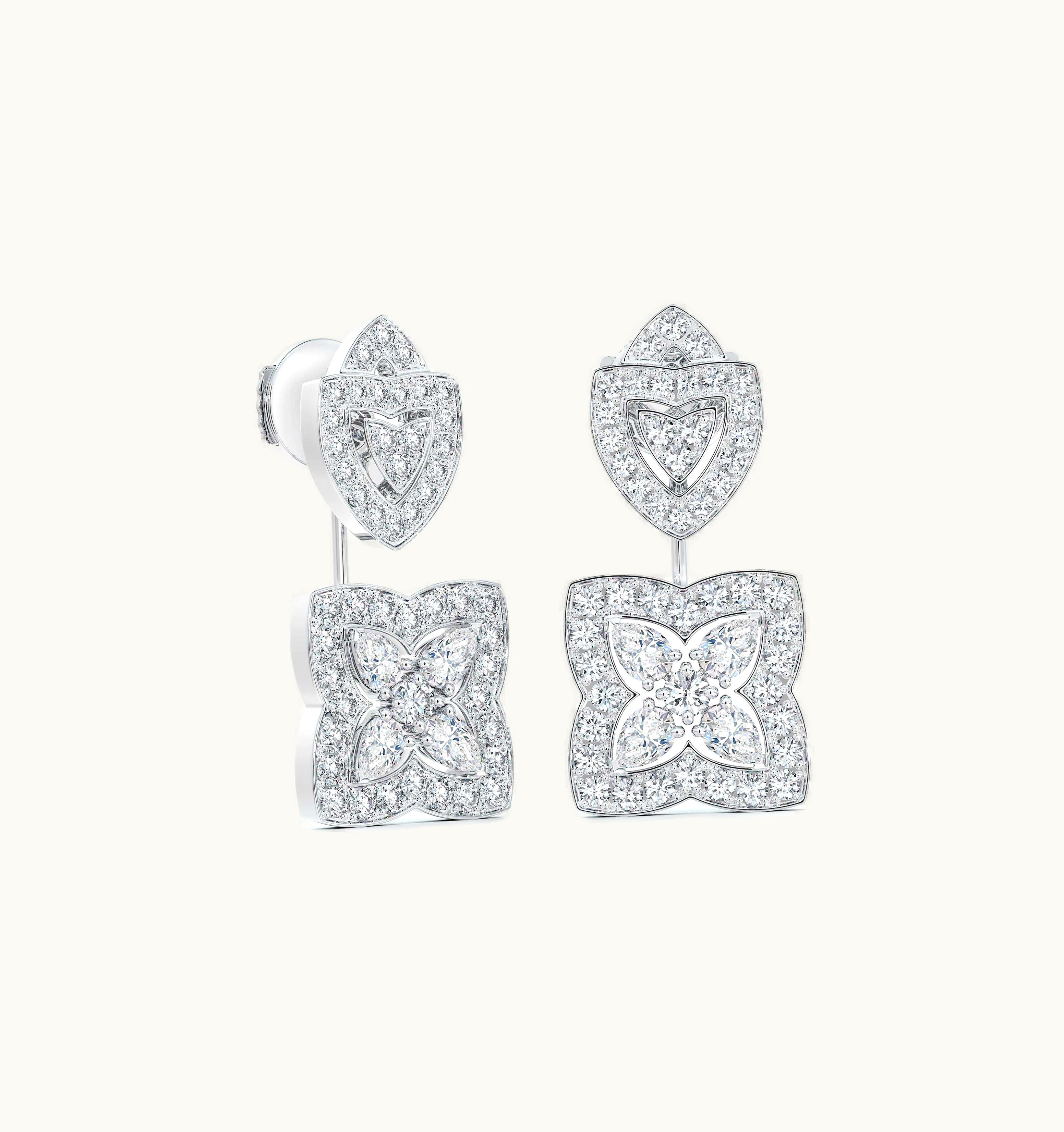 De Beers De Beers Enchanted Lotus Drop Earrings In White Gold UZ0178183
