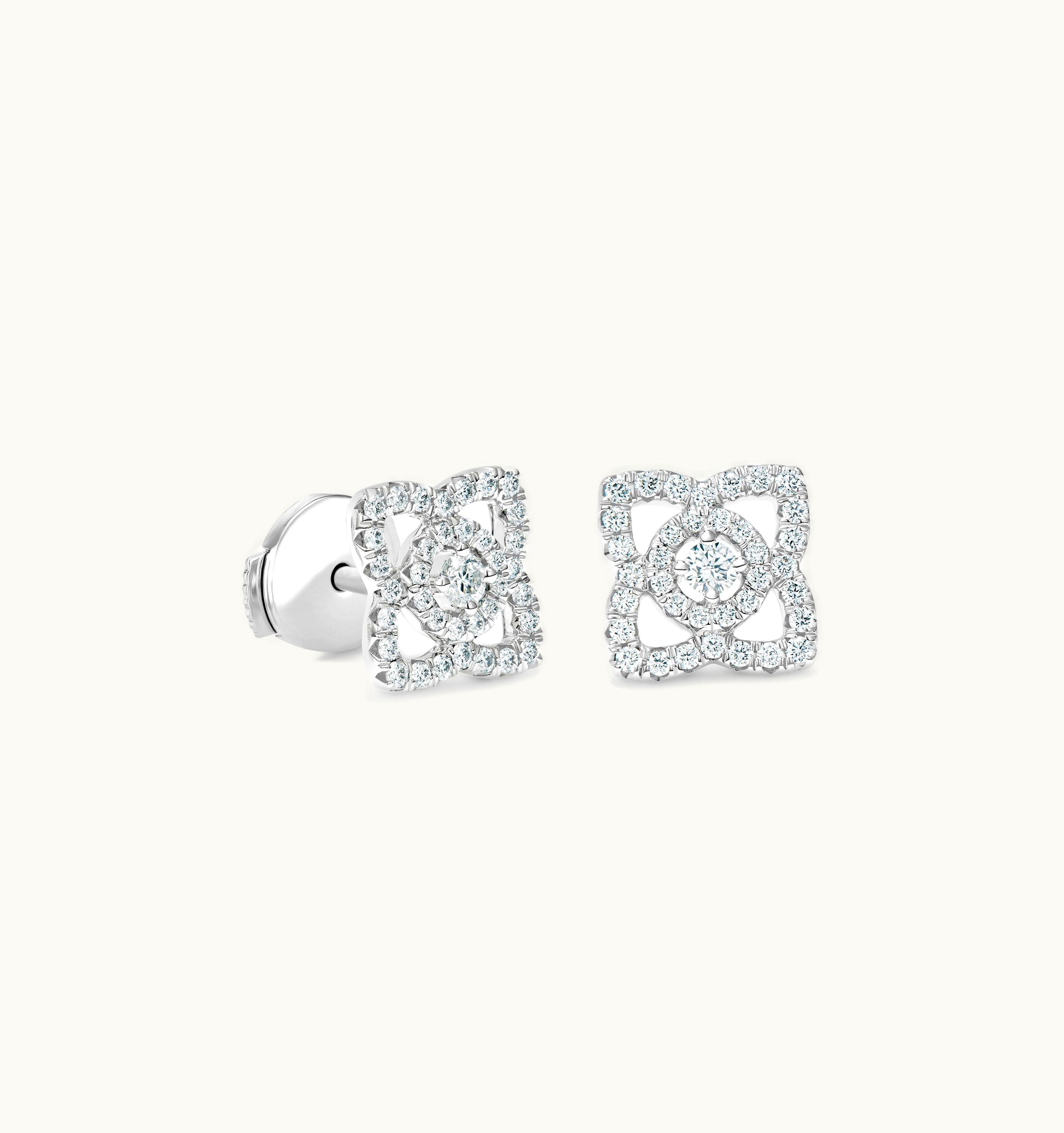De Beers De Beers Enchanted Lotus Earrings In White Gold