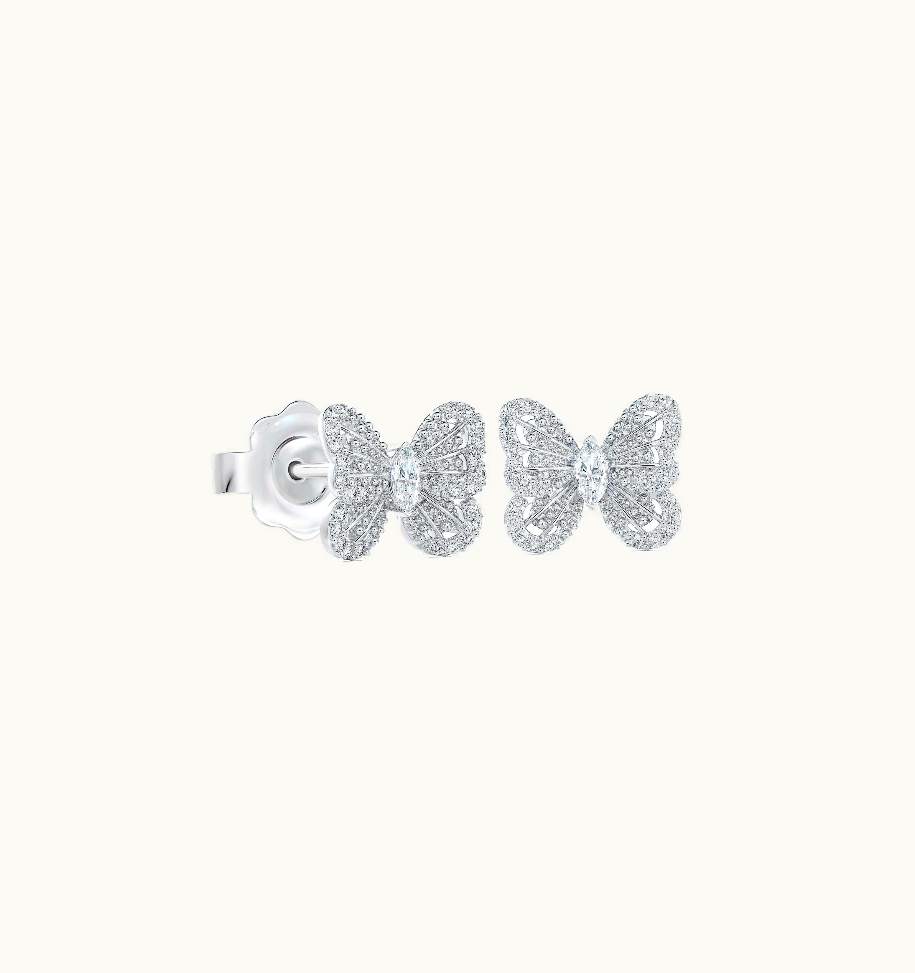 De Beers De Beers Portraits Of Nature Butterfly Studs In White Gold
