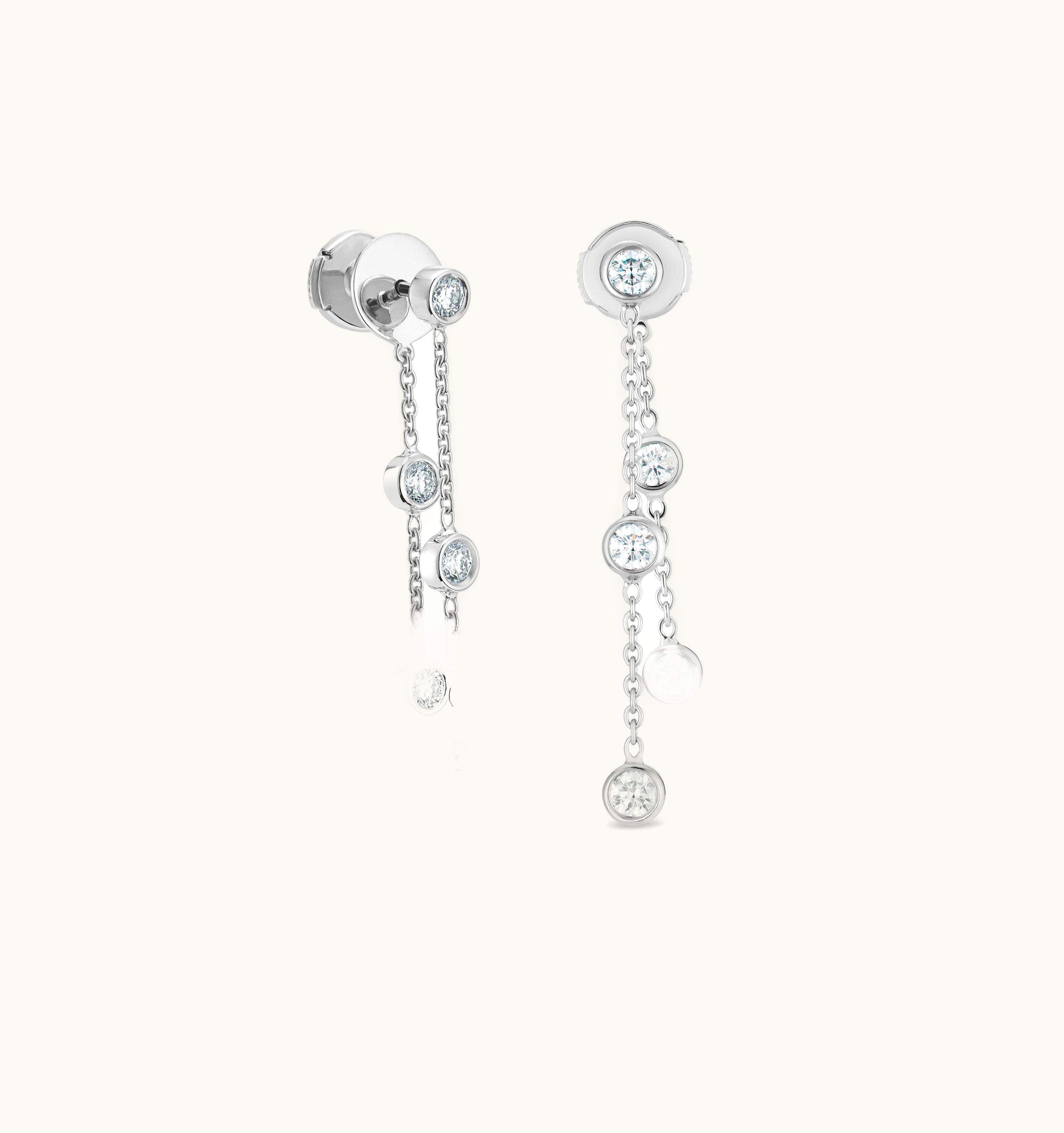 De Beers De Beers Clea Five Diamond Earrings In White Gold