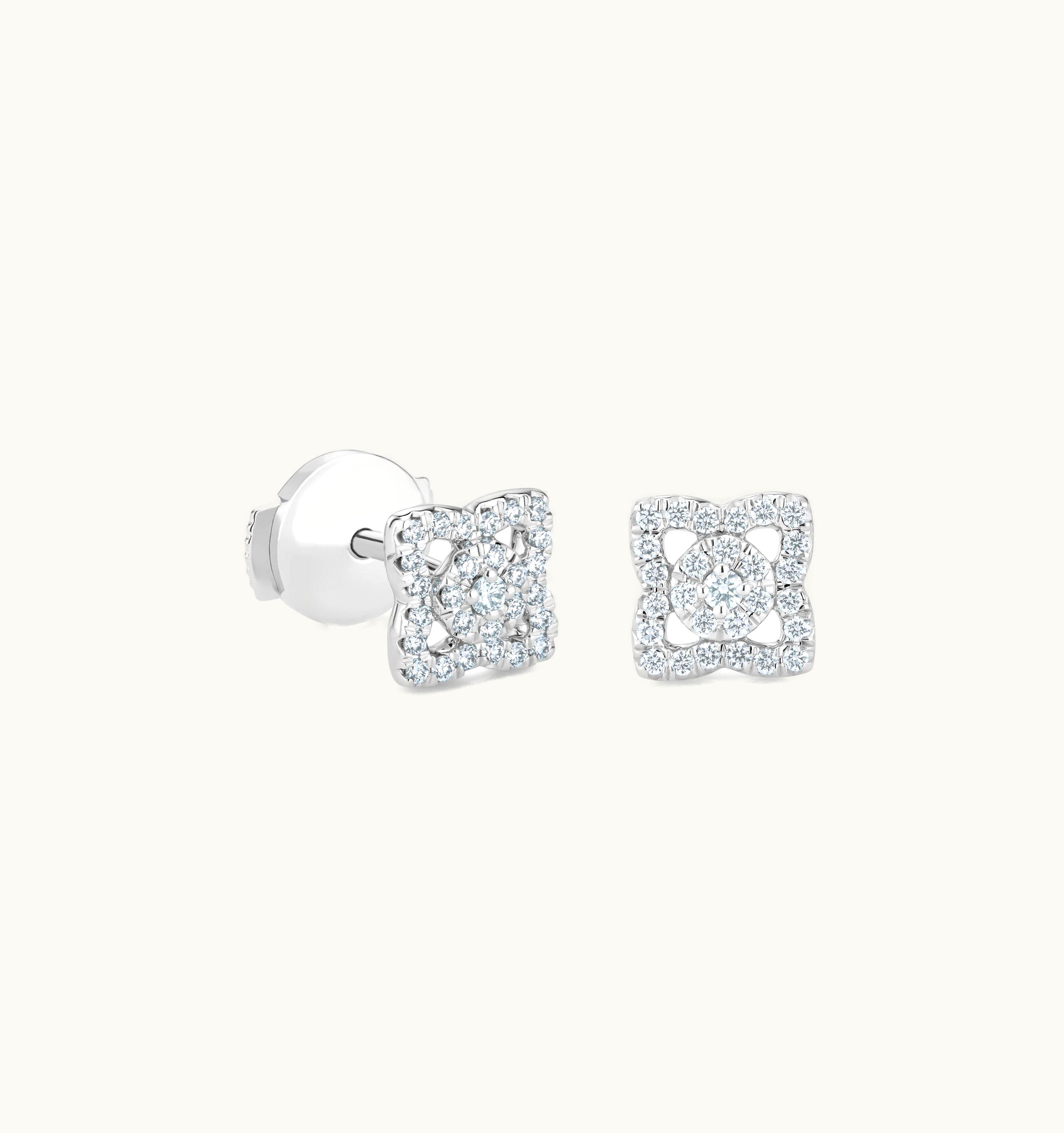 De Beers De Beers Enchanted Lotus Studs In White Gold