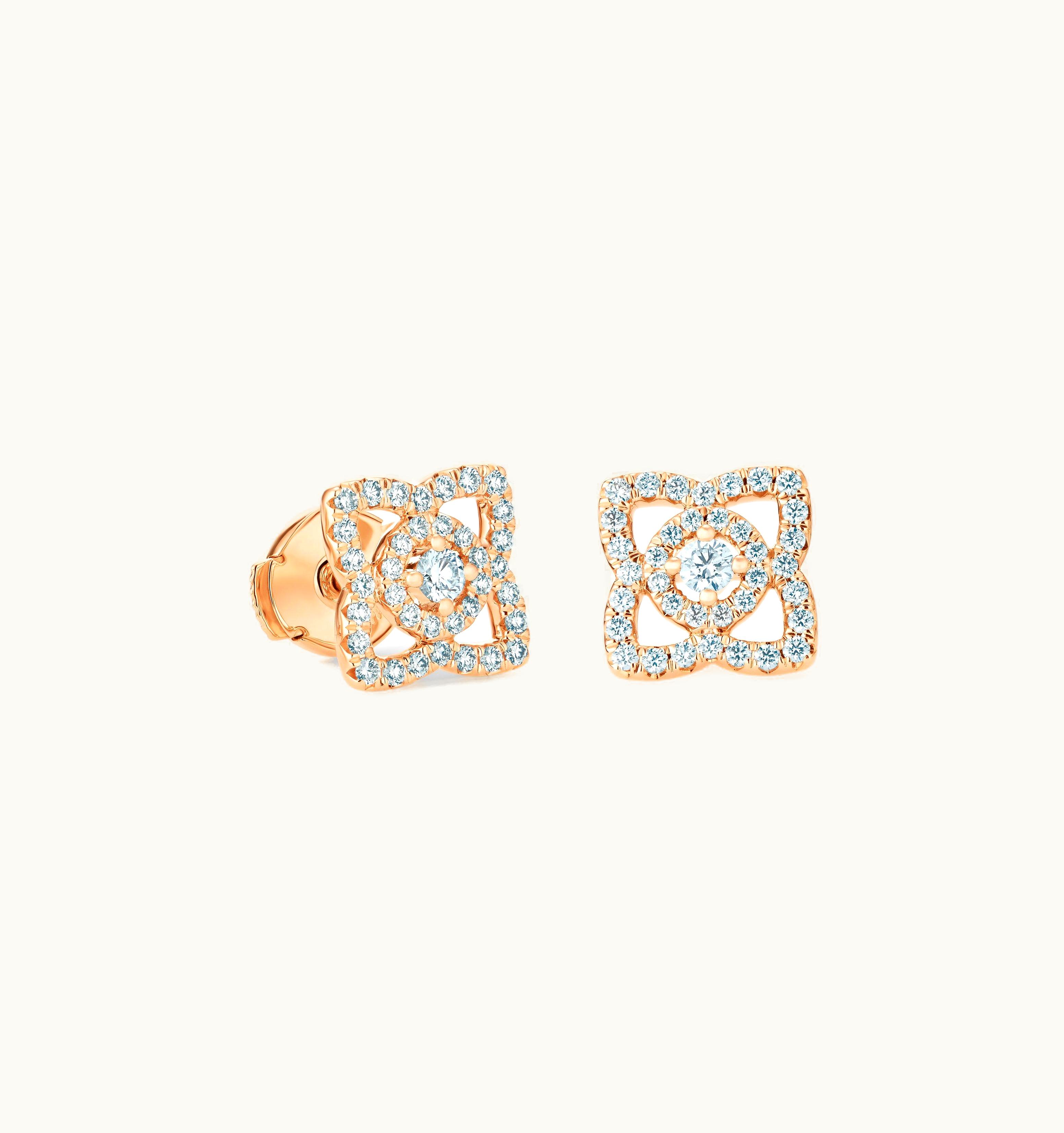 De Beers De Beers Enchanted Lotus Earrings In Rose Gold