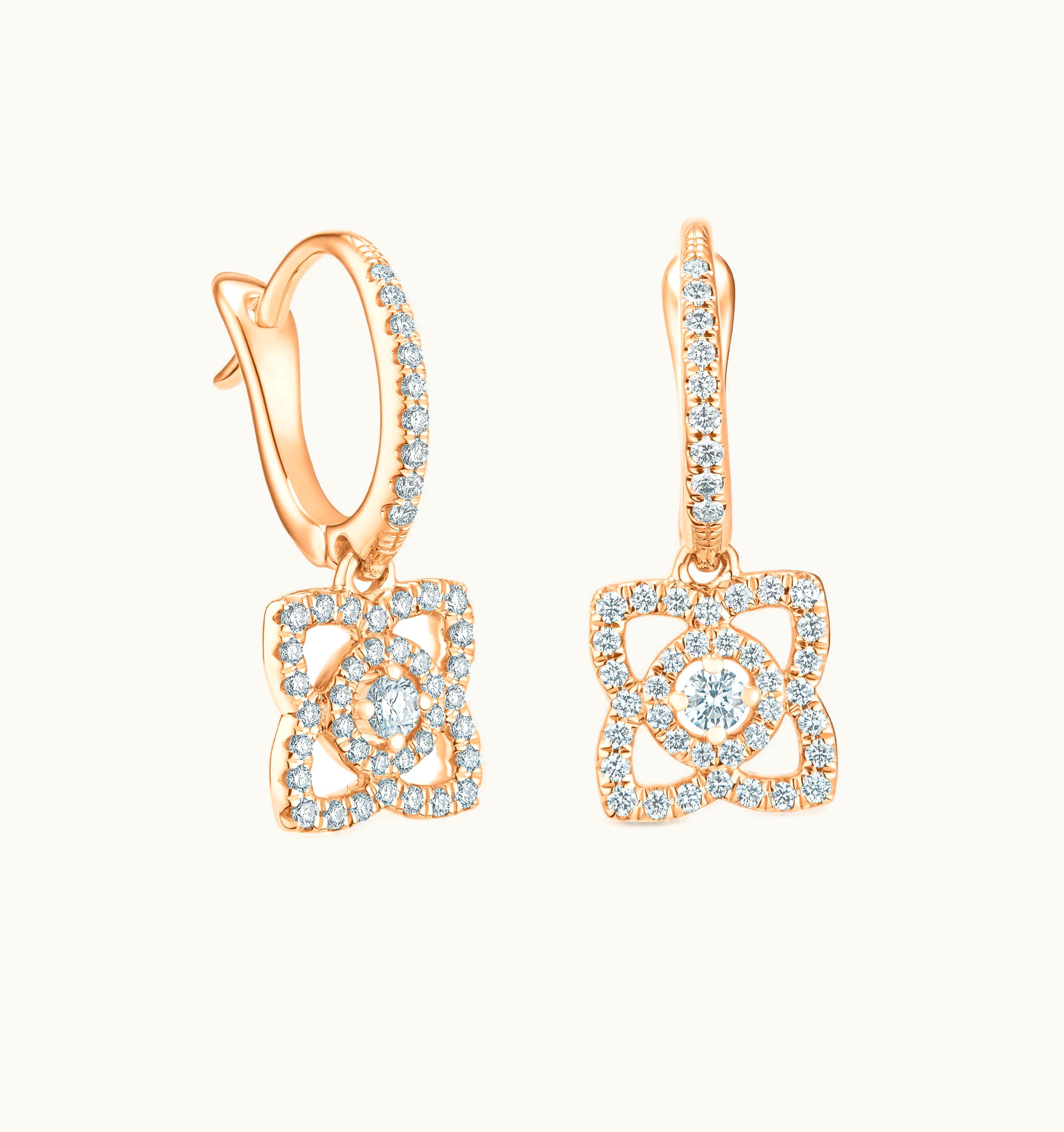 De Beers De Beers Enchanted Lotus Sleepers In Rose Gold