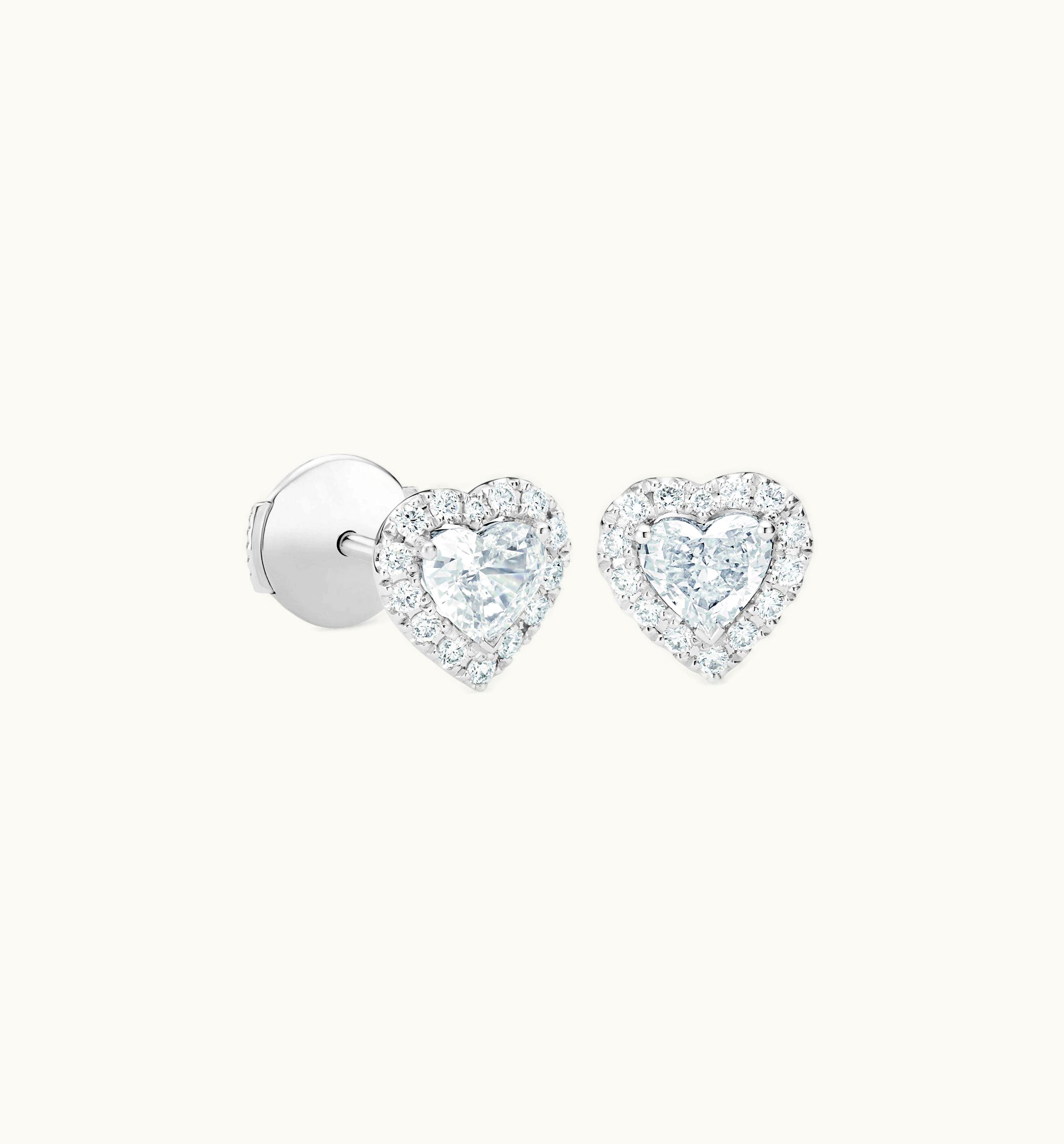 De Beers De Beers Aura Heart-Shaped Diamond Earrings In White Gold