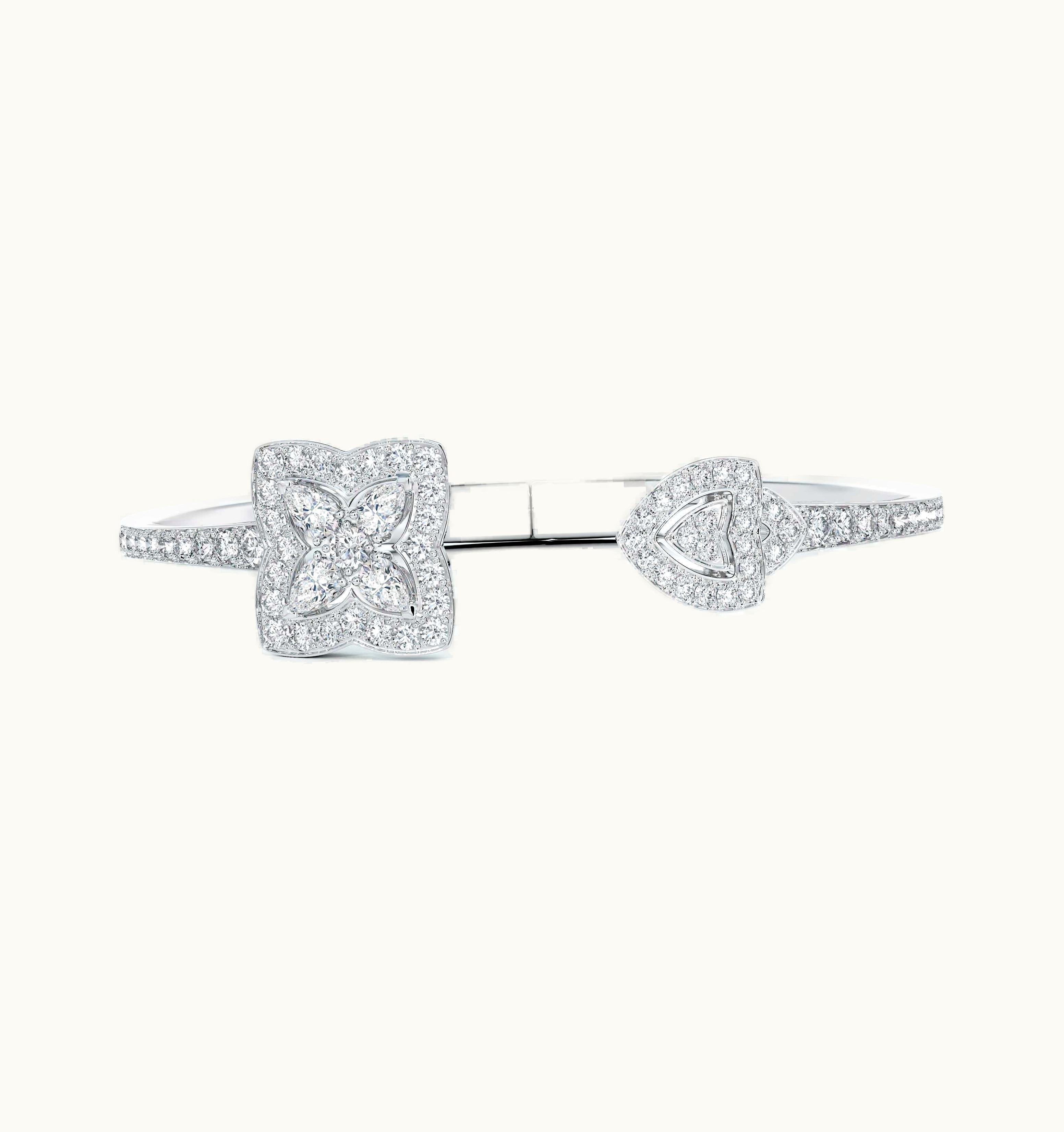 De Beers De Beers Enchanted Lotus Open Bangle In White Gold
