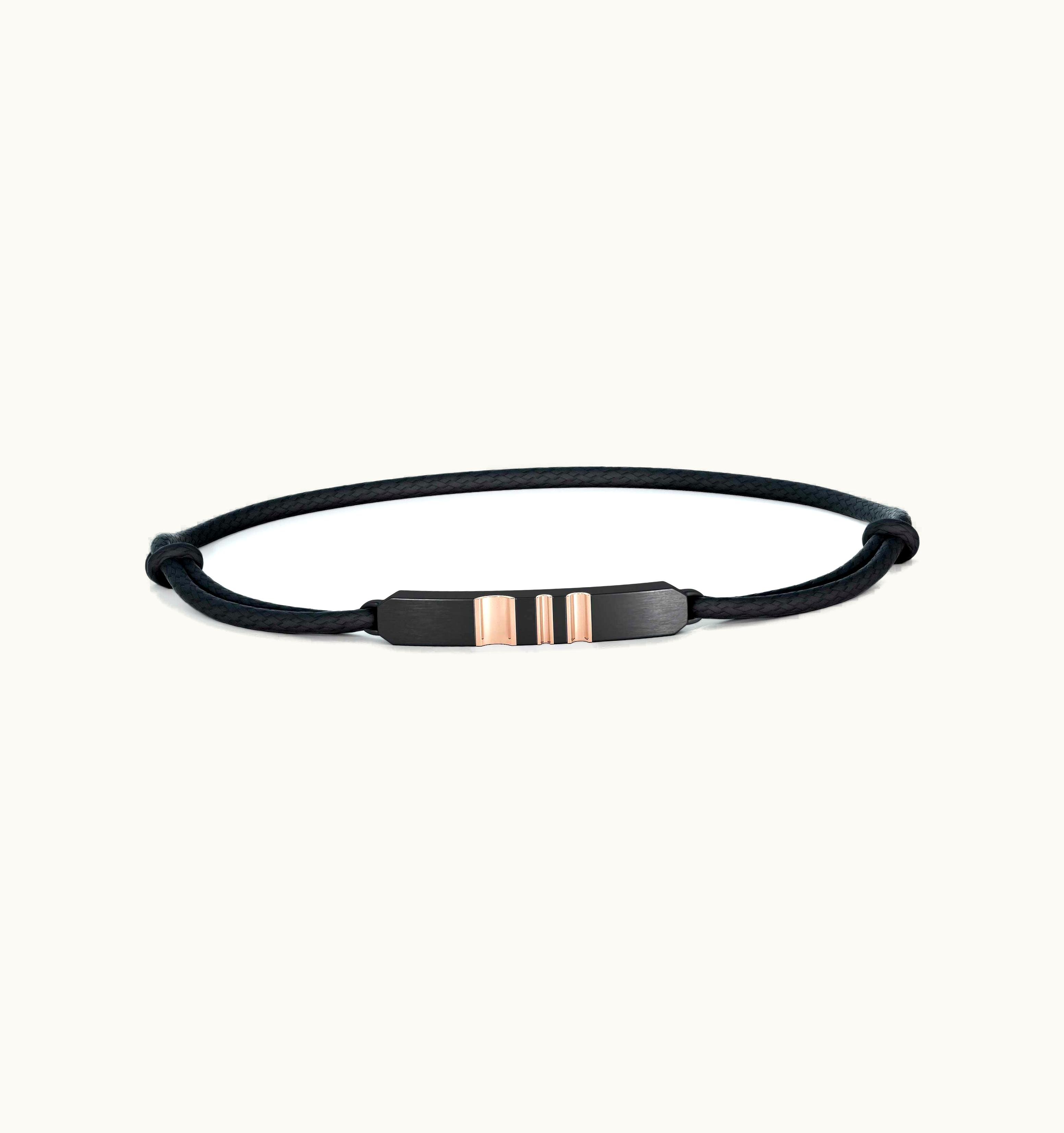 De Beers De Beers RVL Cord Bracelet In Black Titanium And Rose Gold