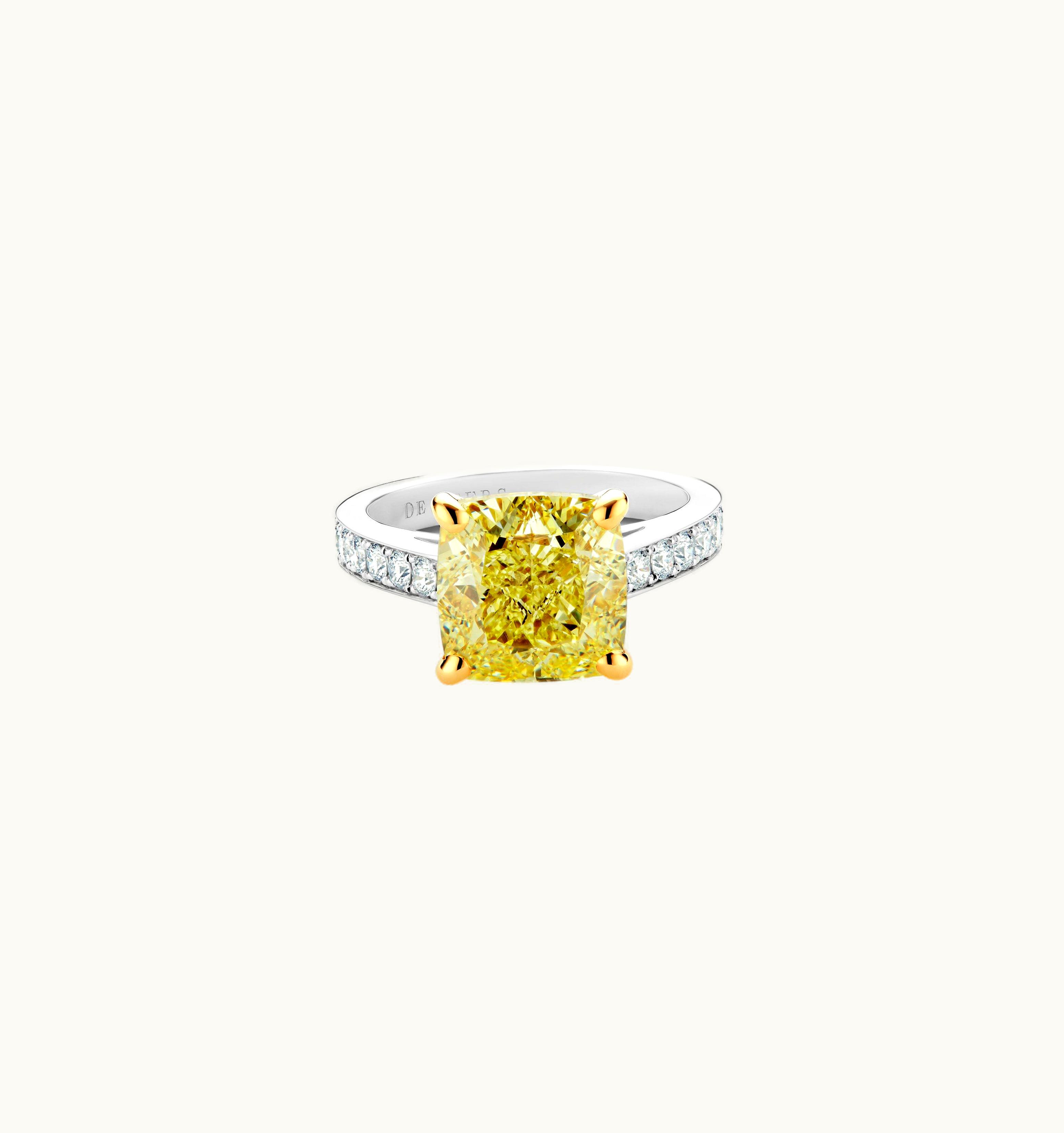 De Beers De Beers Old Bond Street Fancy Yellow Cushion-Cut Diamond Ring