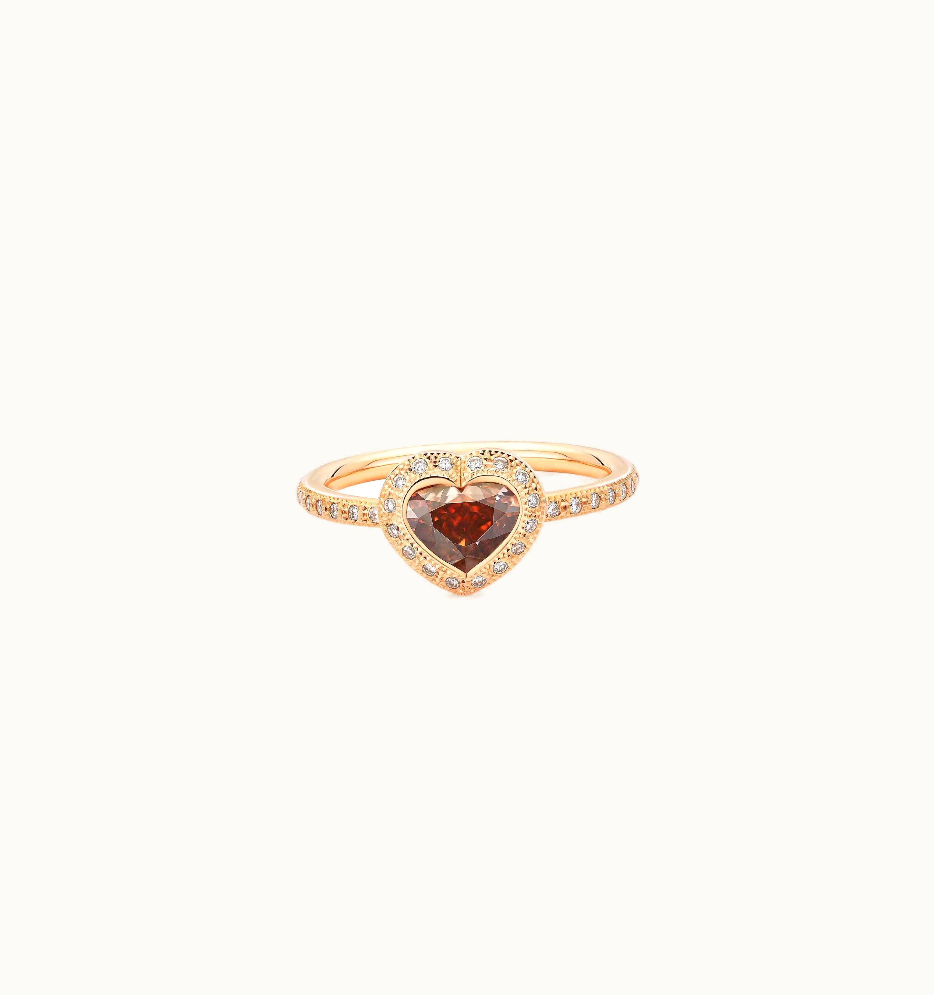 De Beers De Beers Talisman Heart-Shaped Stacking Ring In Rose Gold