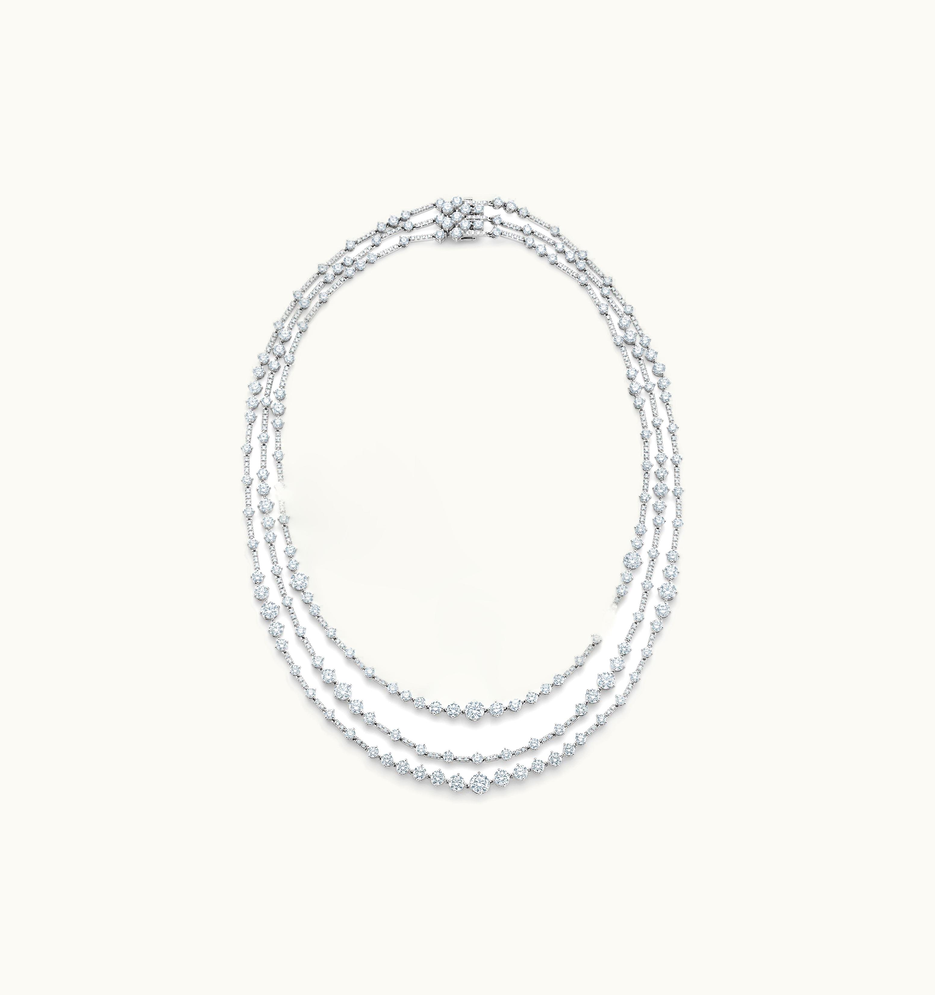 De Beers De Beers Arpeggia Three Line Necklace In White Gold