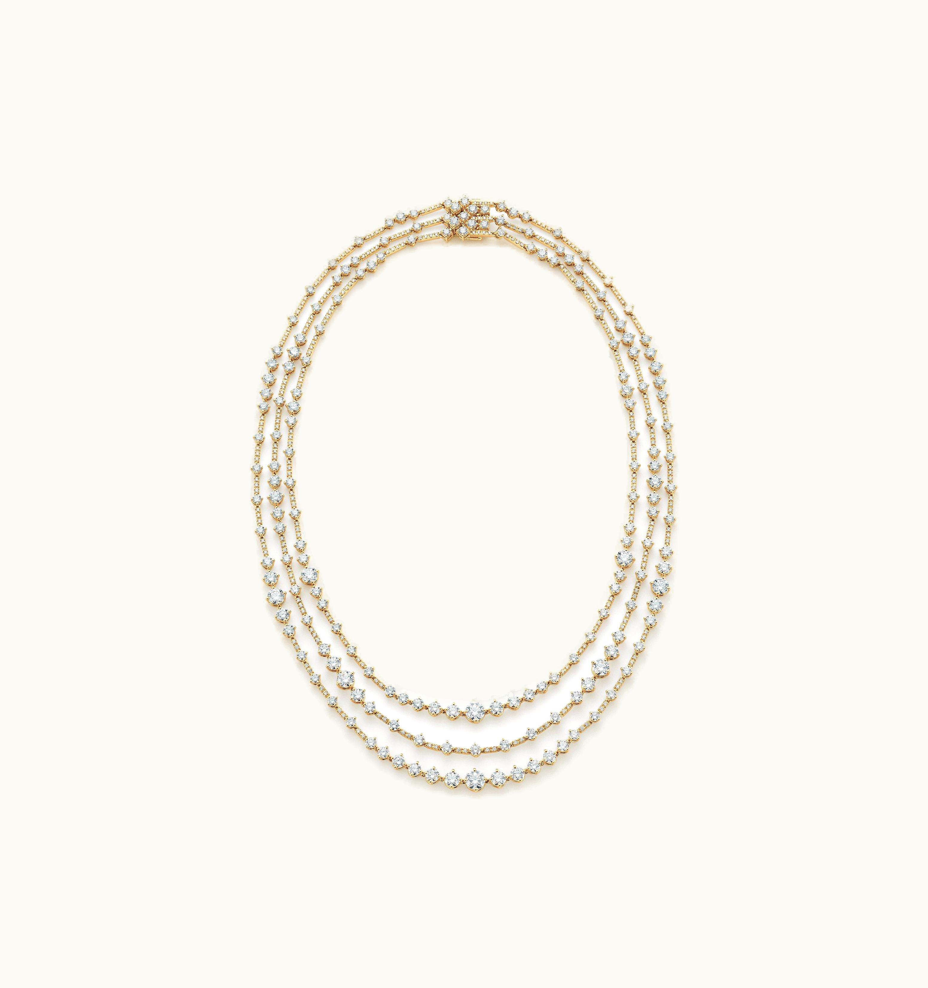De Beers De Beers Arpeggia Three Line Necklace In Yellow Gold