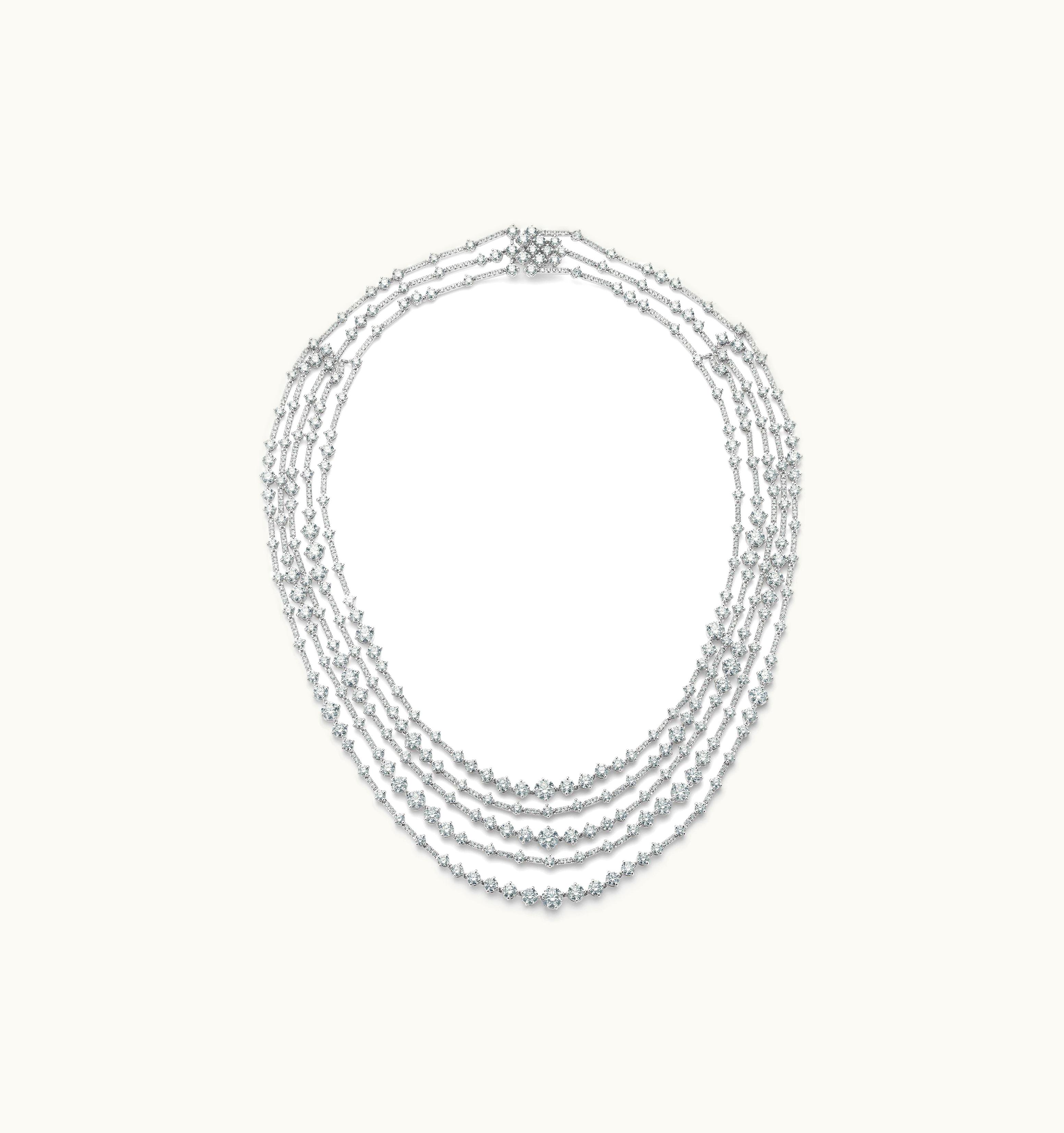 De Beers De Beers Arpeggia Five Line Necklace In White Gold