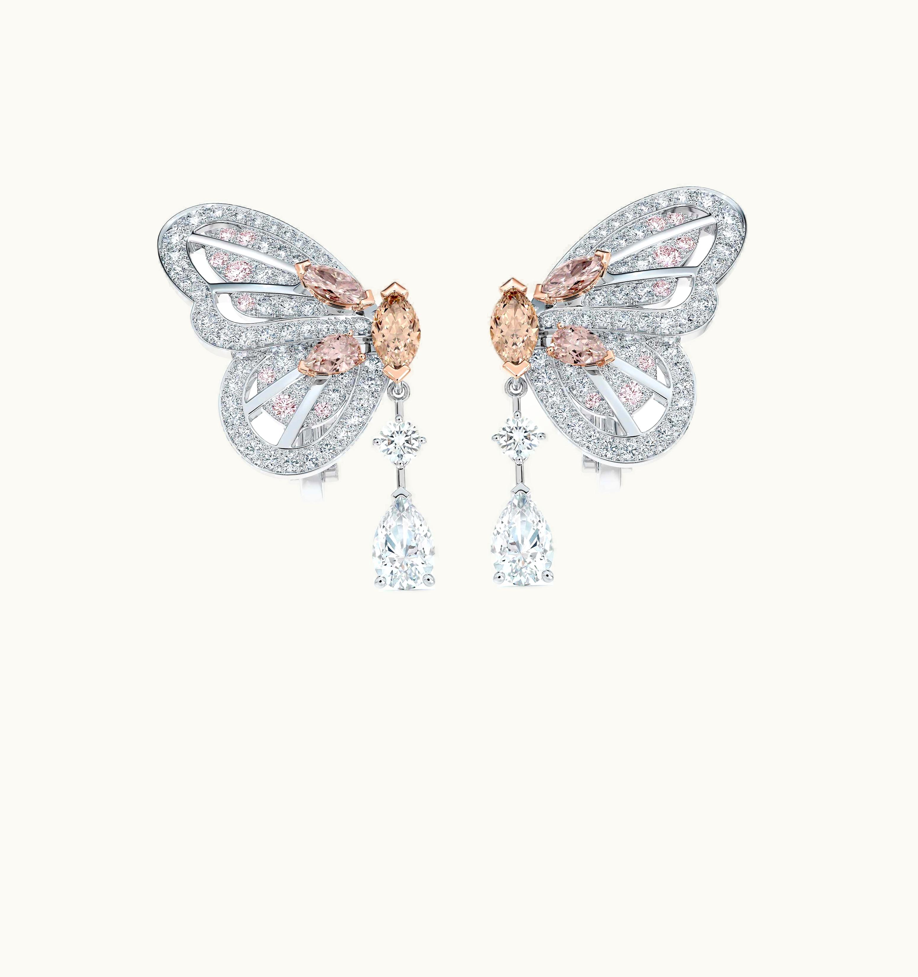 De Beers De Beers Portraits Of Nature Butterfly Fancy Pinkish Brown Earrings