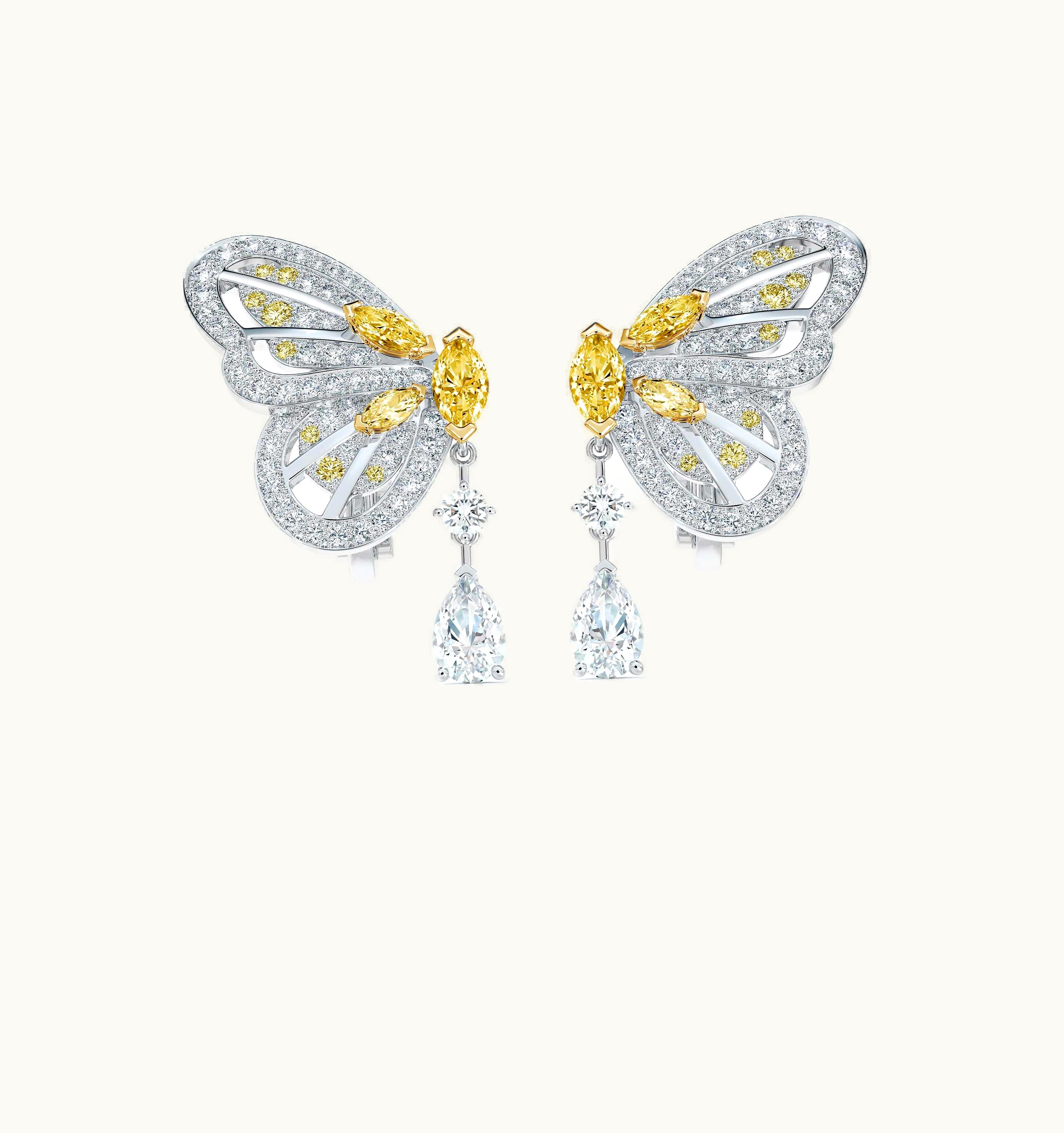 De Beers De Beers Portraits Of Nature Butterfly Fancy Yellow Earrings