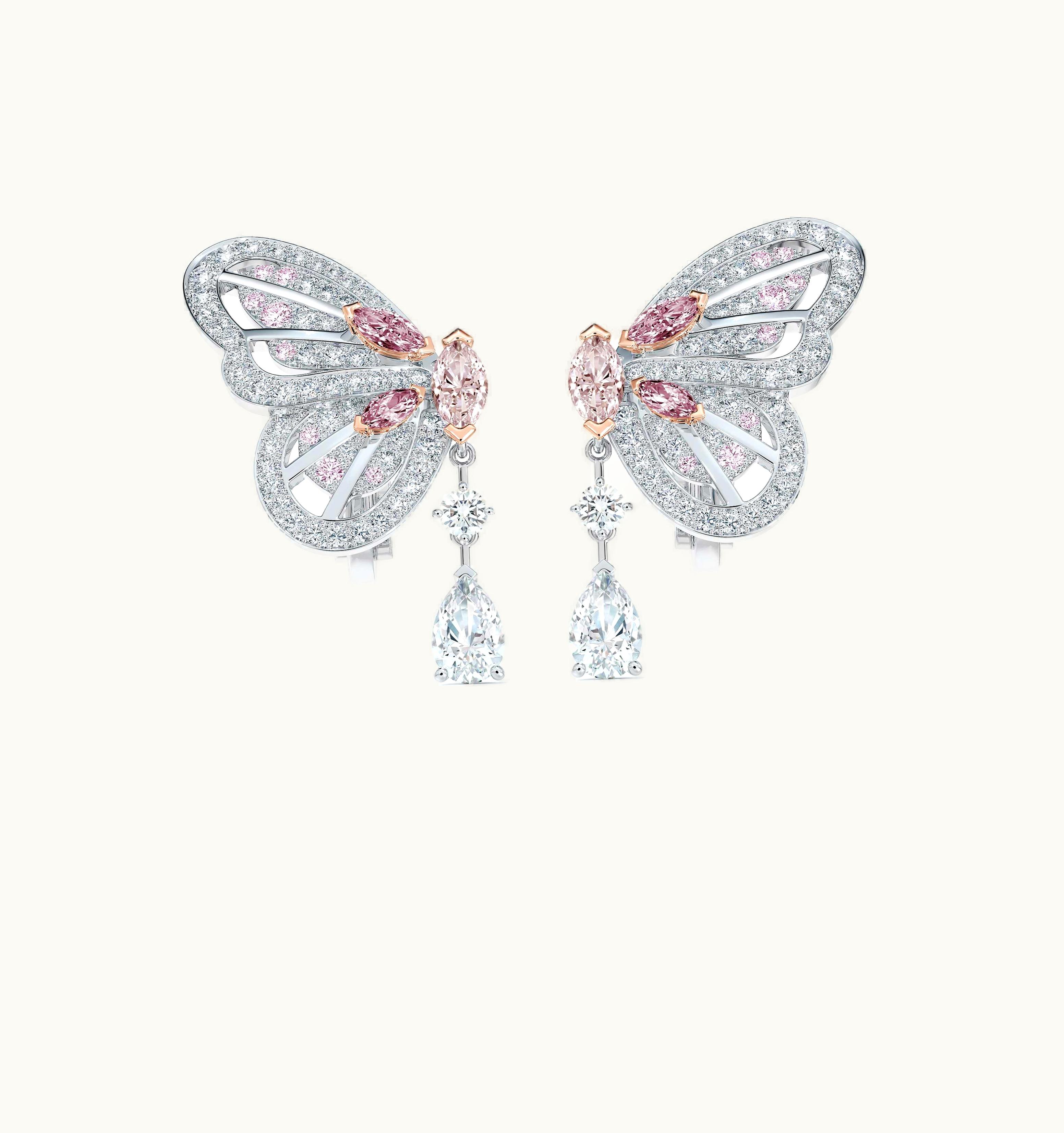 De Beers De Beers Portraits Of Nature Butterfly Fancy Pink Earrings