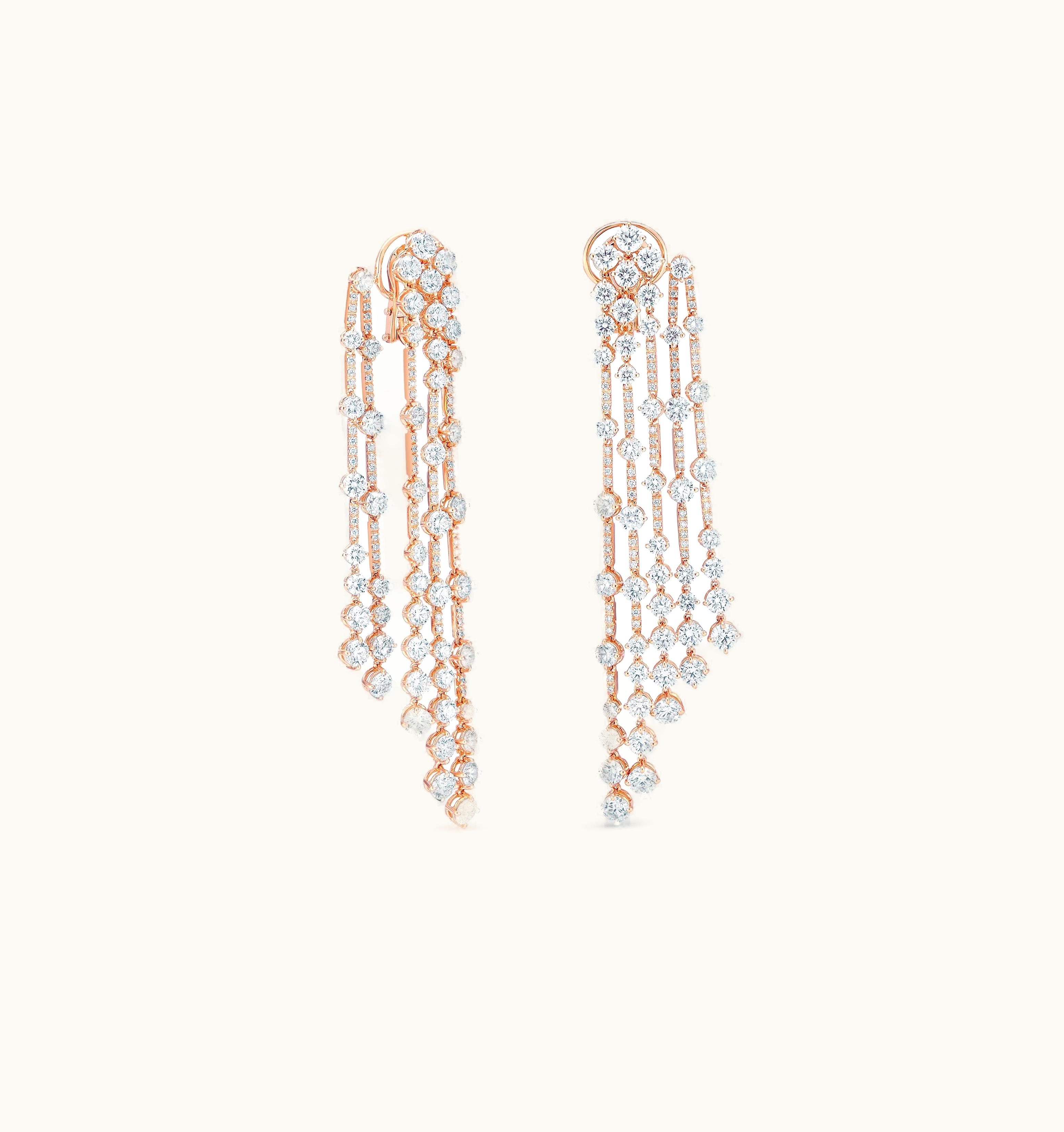 De Beers De Beers Arpeggia Five Line Earrings In Rose Gold