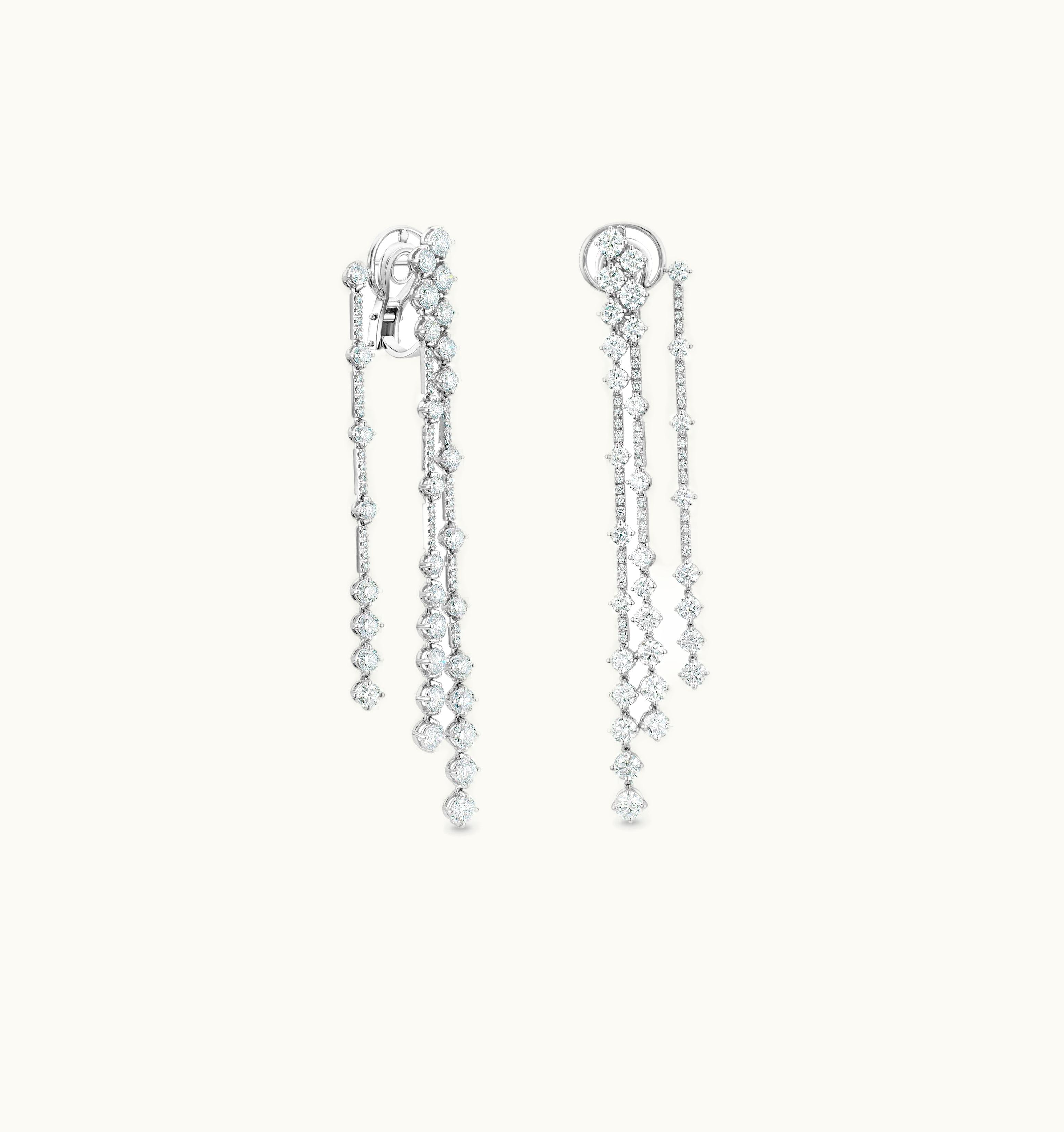 De Beers De Beers Arpeggia Three Line Earrings In White Gold