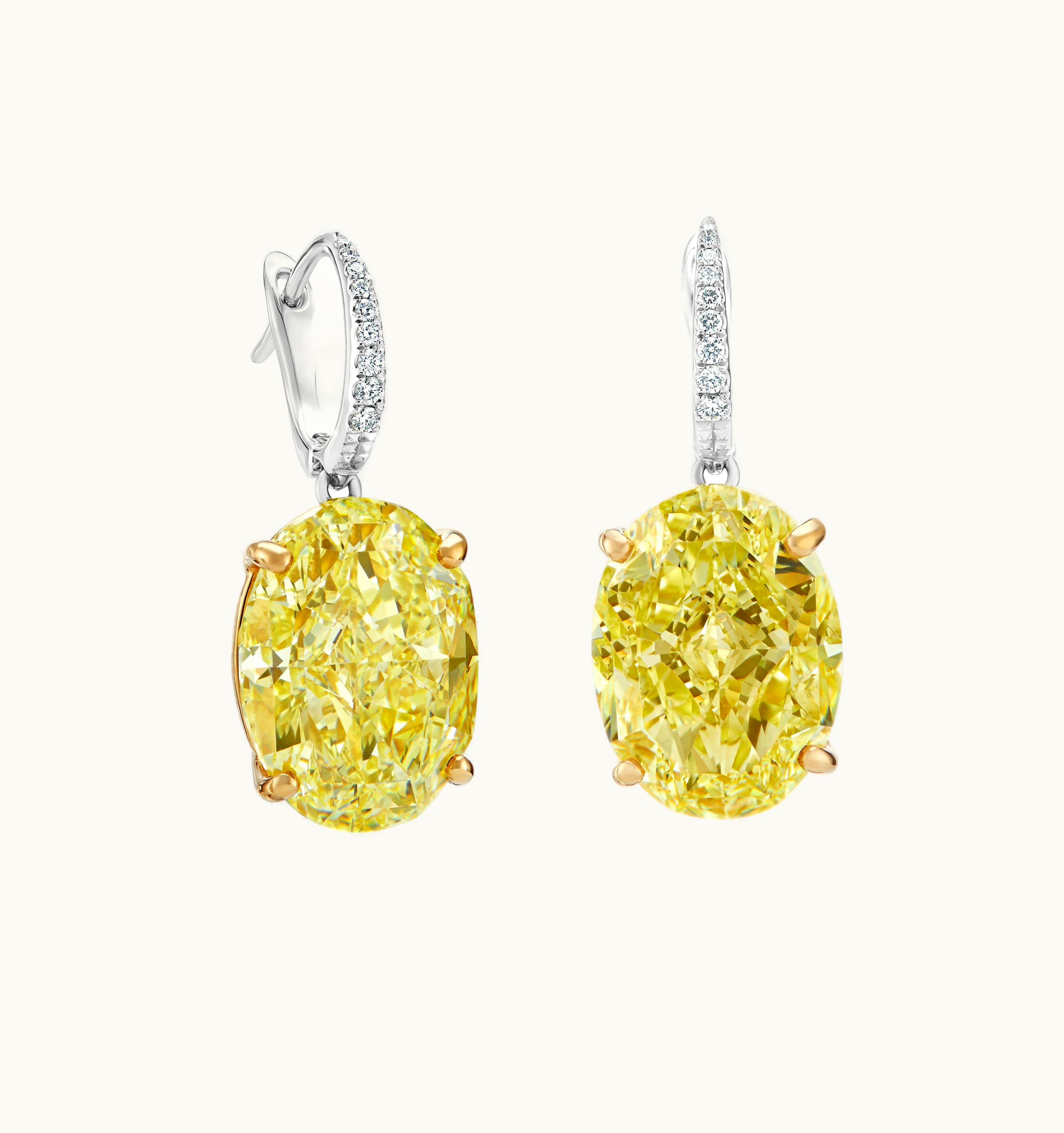 De Beers De Beers DB Classic Fancy Intense Yellow Oval-Shaped Diamond Sleepers