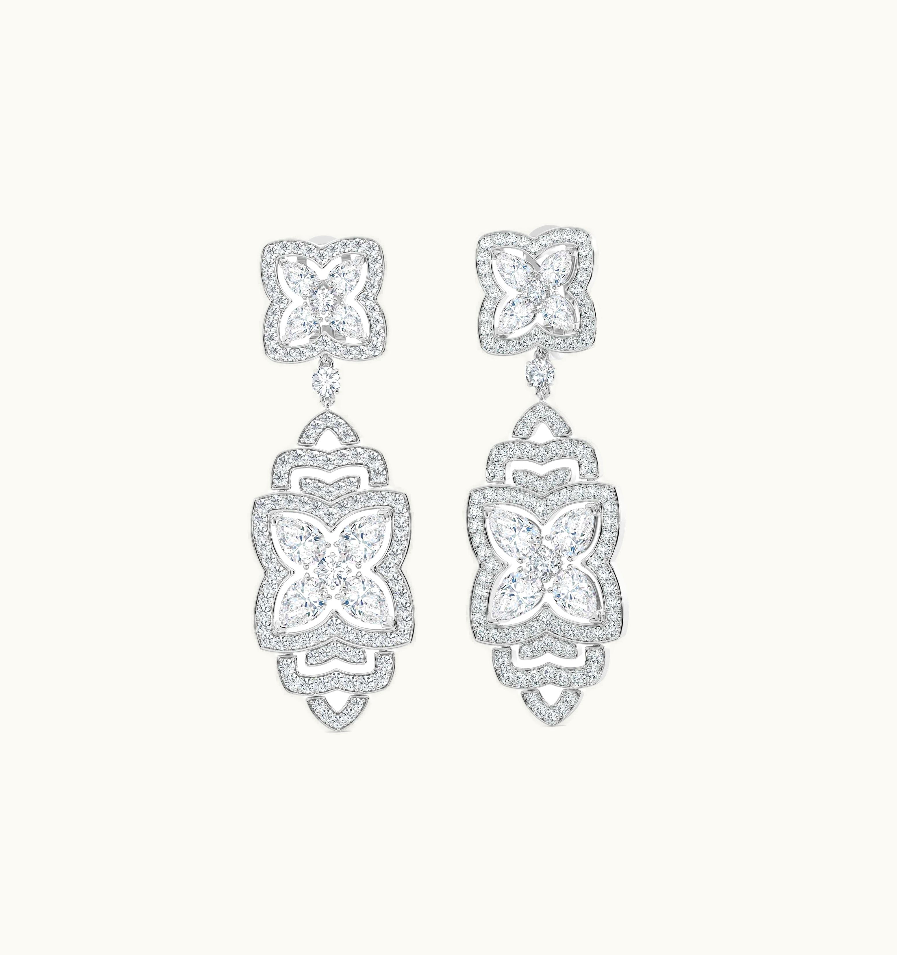 De Beers De Beers Enchanted Lotus Drop Earrings In White Gold UZ0178415