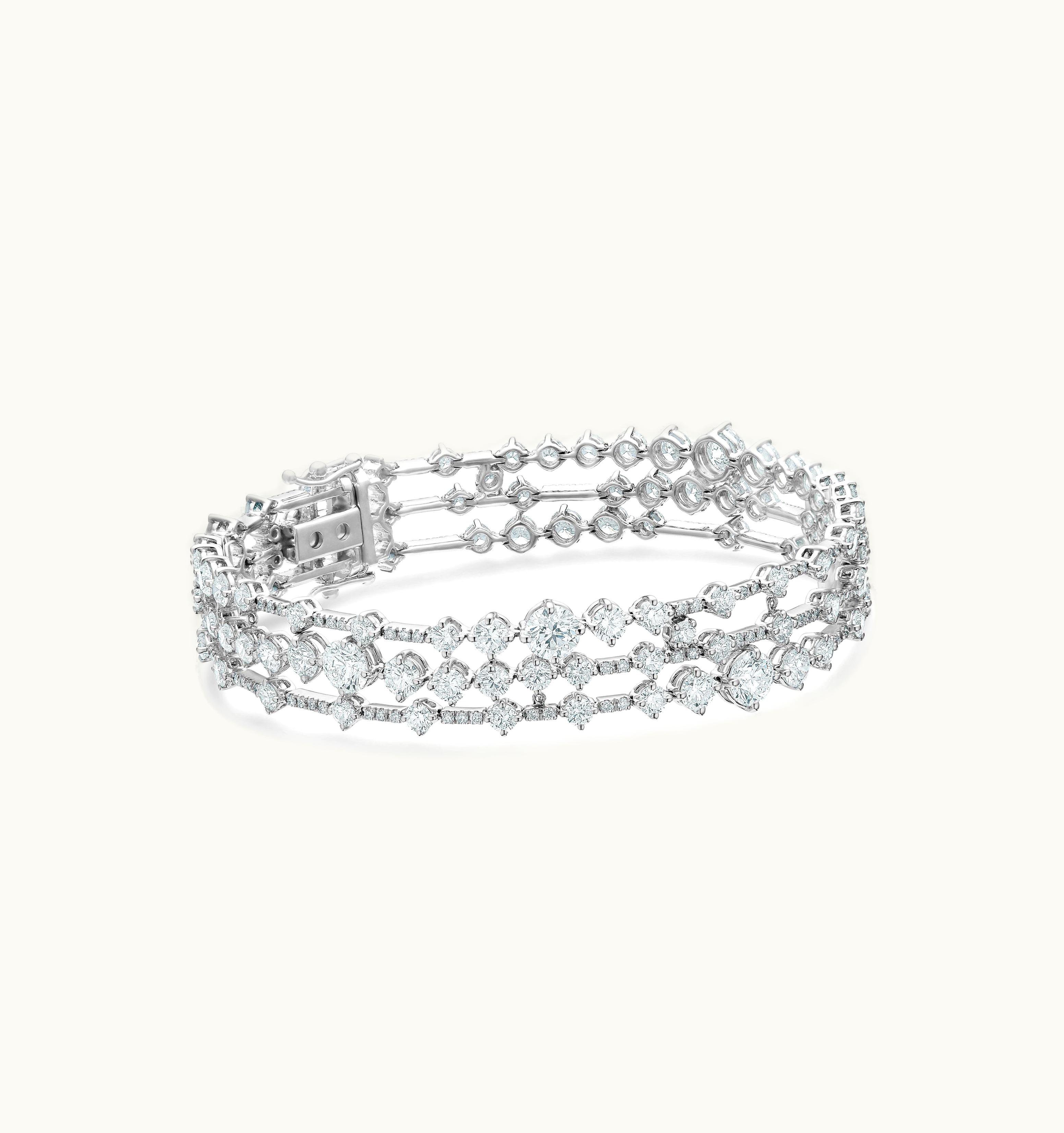 De Beers De Beers Arpeggia Three Line Bracelet In White Gold