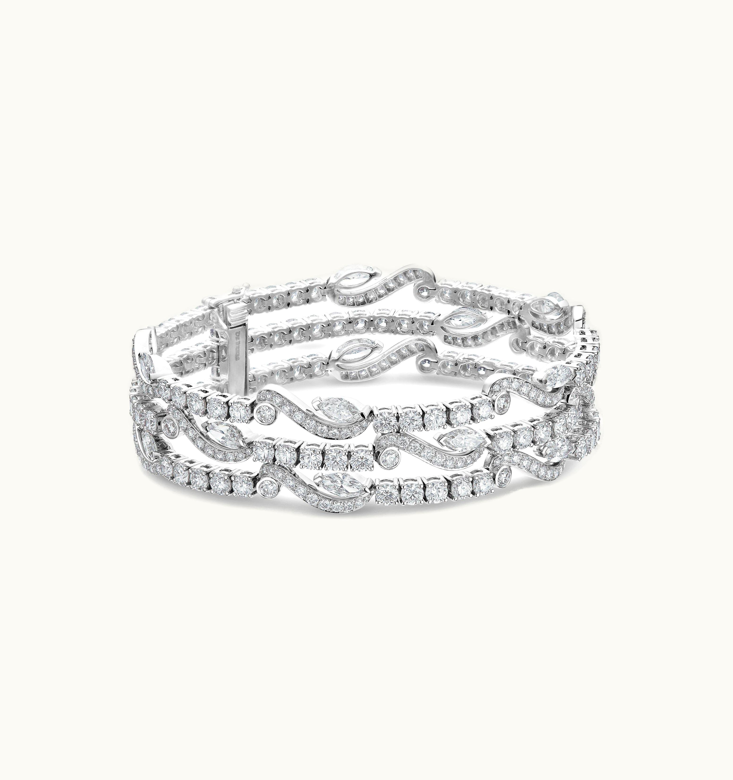 De Beers De Beers Adonis Rose Three Line Bracelet In White Gold
