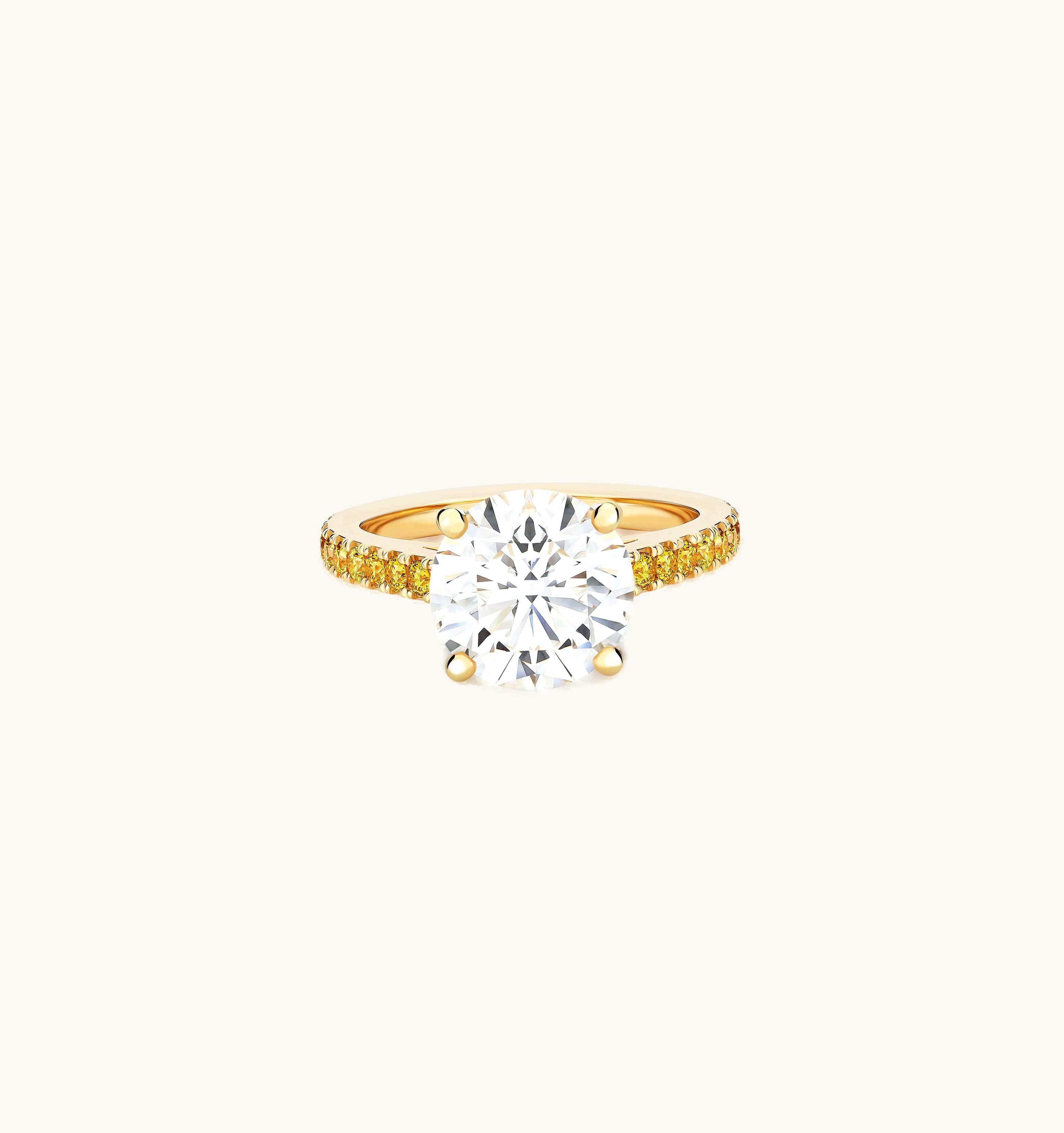De Beers De Beers DB Classic Coloured Pavé Round Brilliant Diamond Yellow Gold Ring
