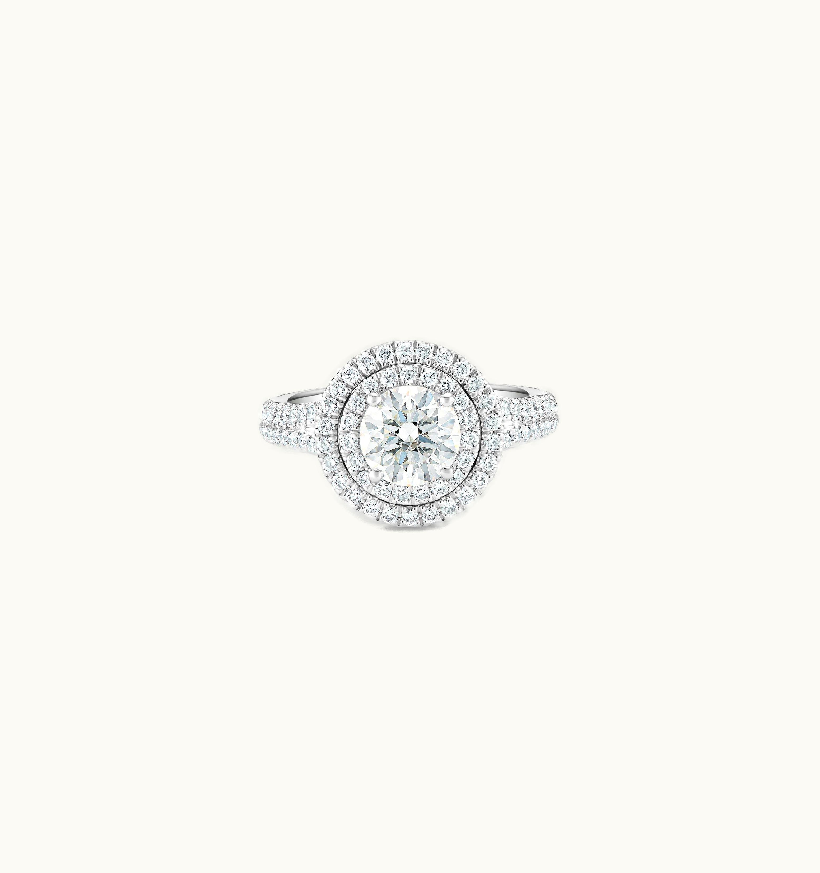 De Beers De Beers Aura Double Halo Round Brilliant Diamond Ring