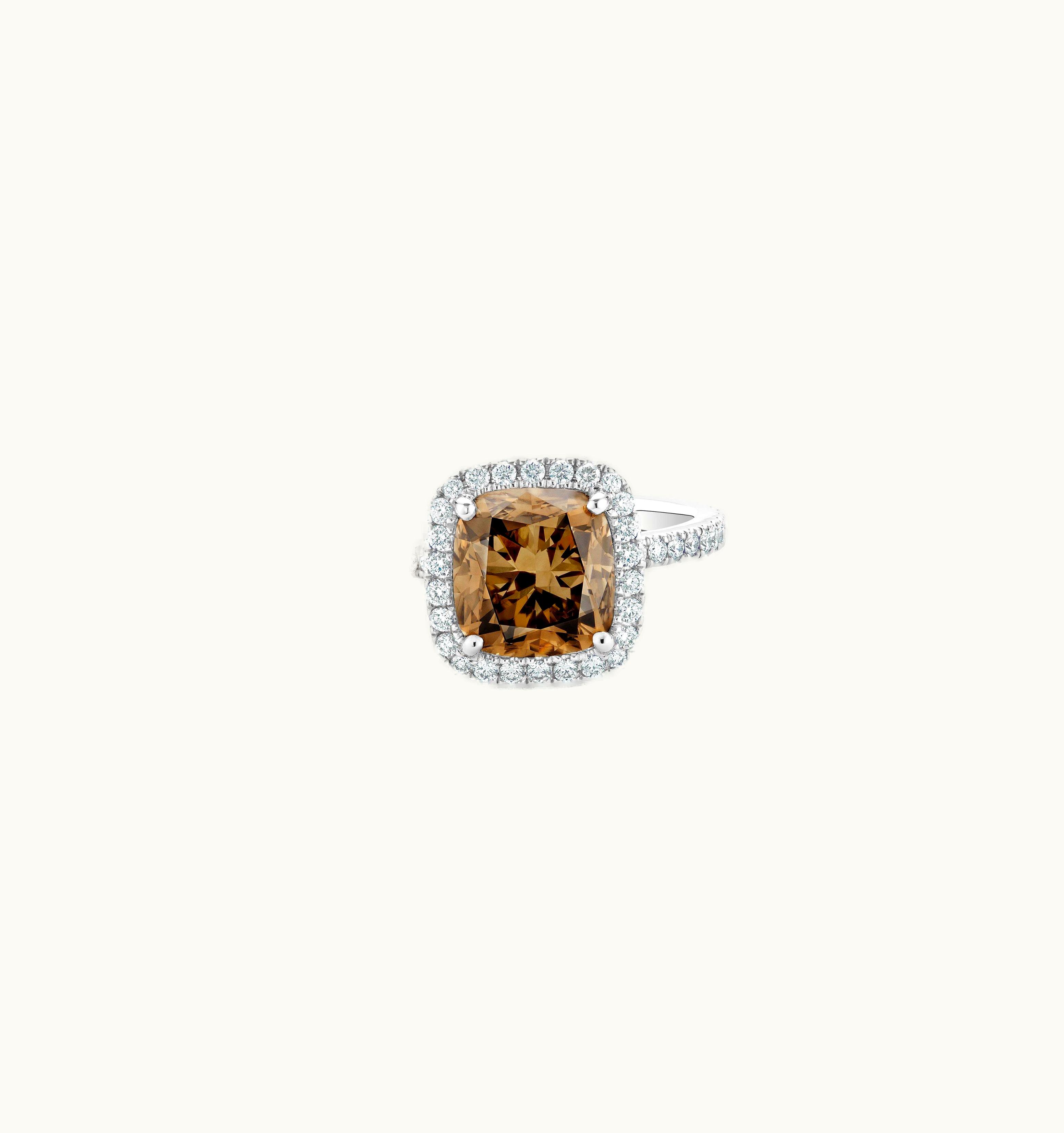 De Beers De Beers Aura Fancy Brown Cushion-Cut Diamond Ring