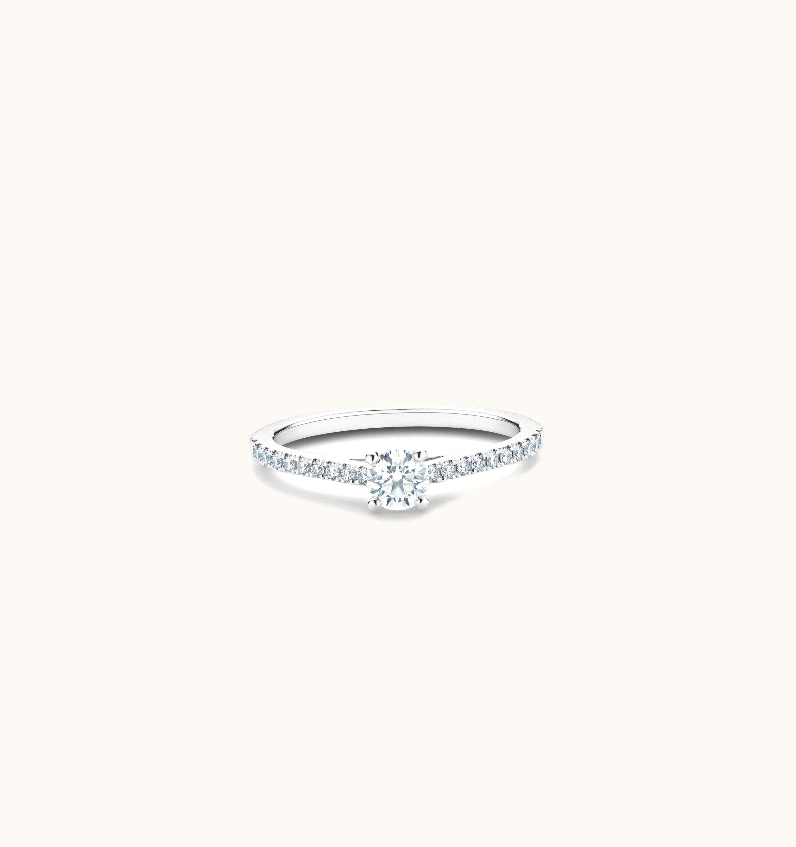 De Beers De Beers DB Classic Pavé Round Brilliant Diamond Ring In Platinum