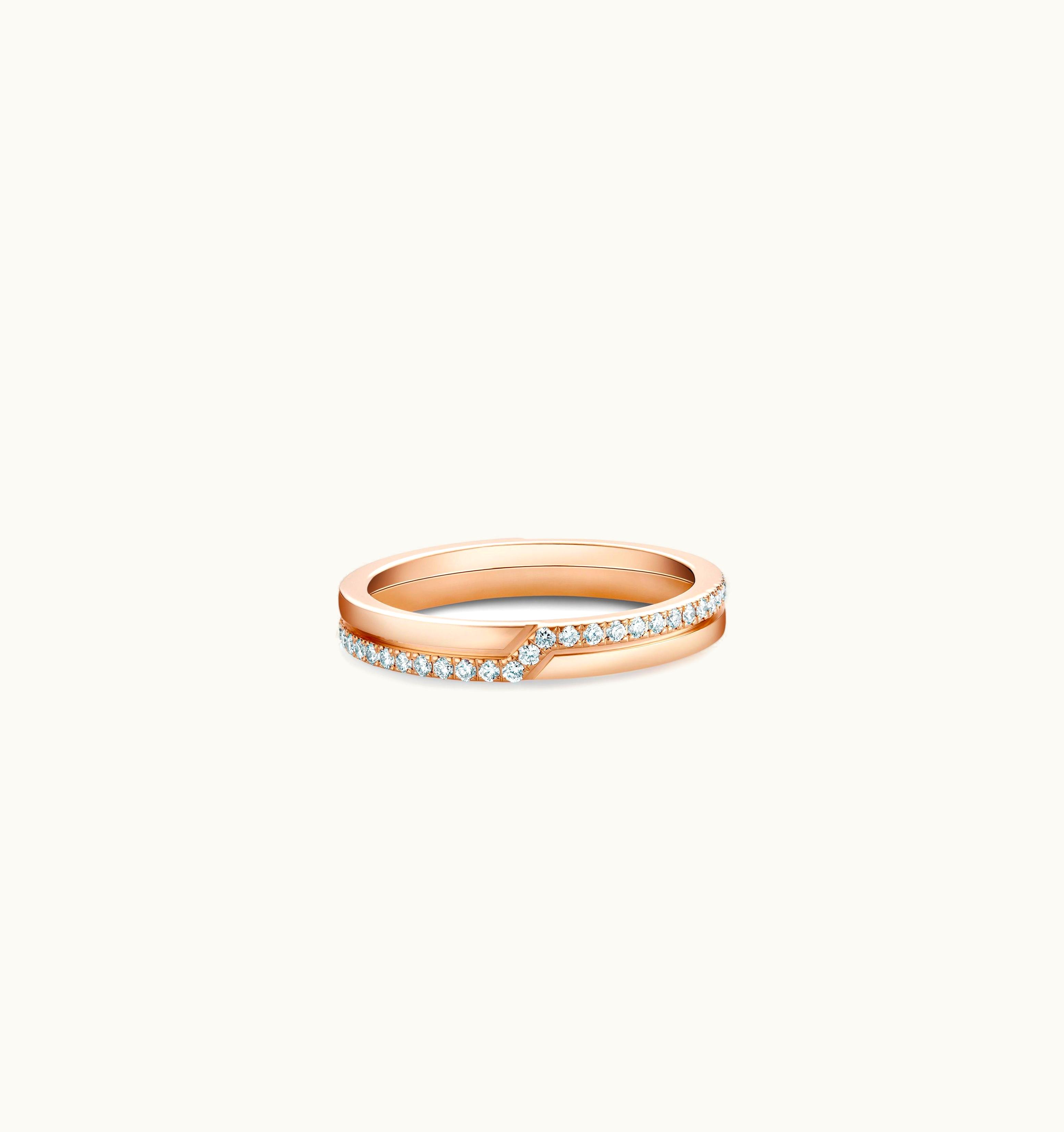 De Beers De Beers The Promise Half Pavé Band In Rose Gold