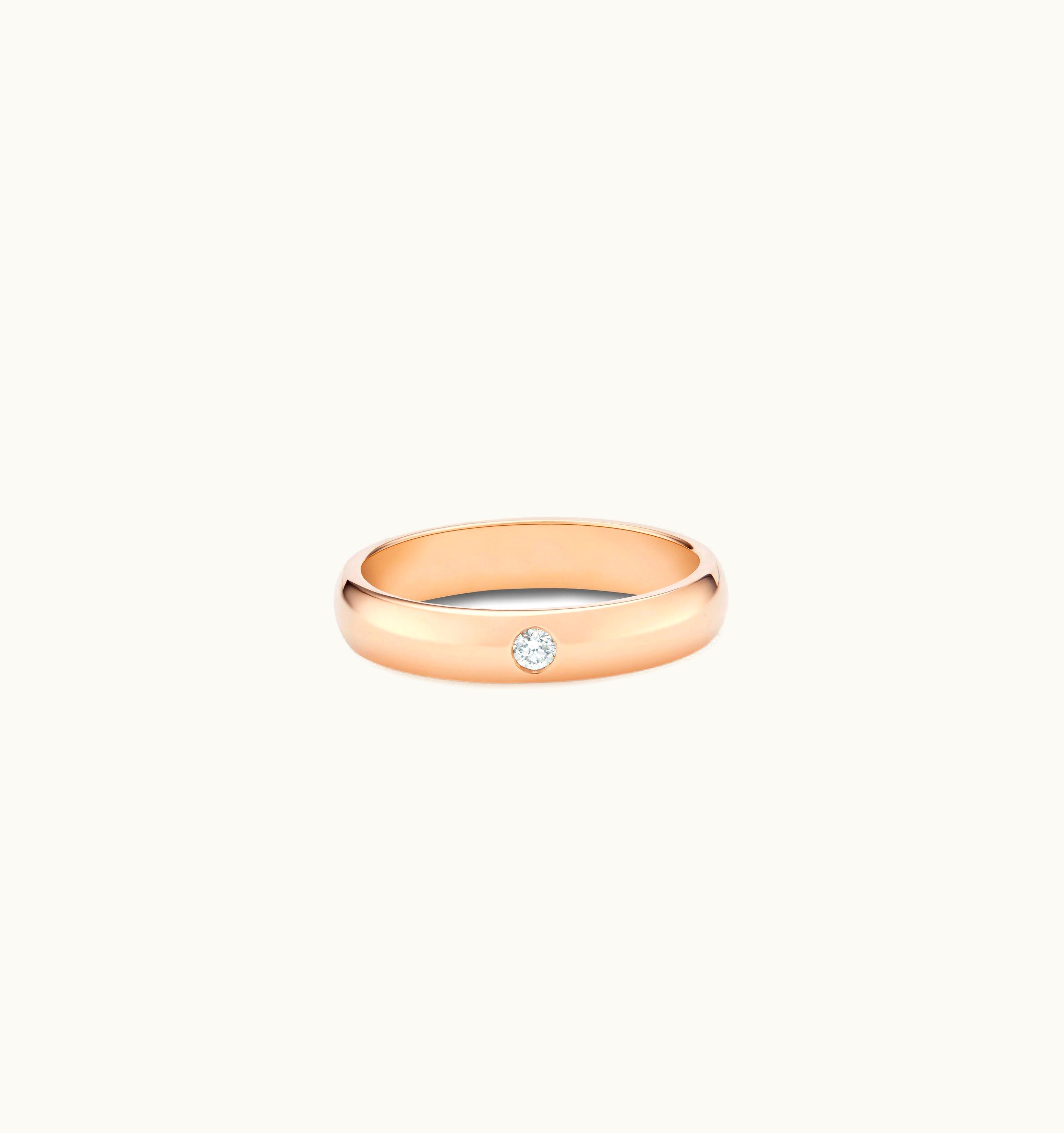 De Beers De Beers DB Classic One Diamond Band In Rose Gold UZ0178509
