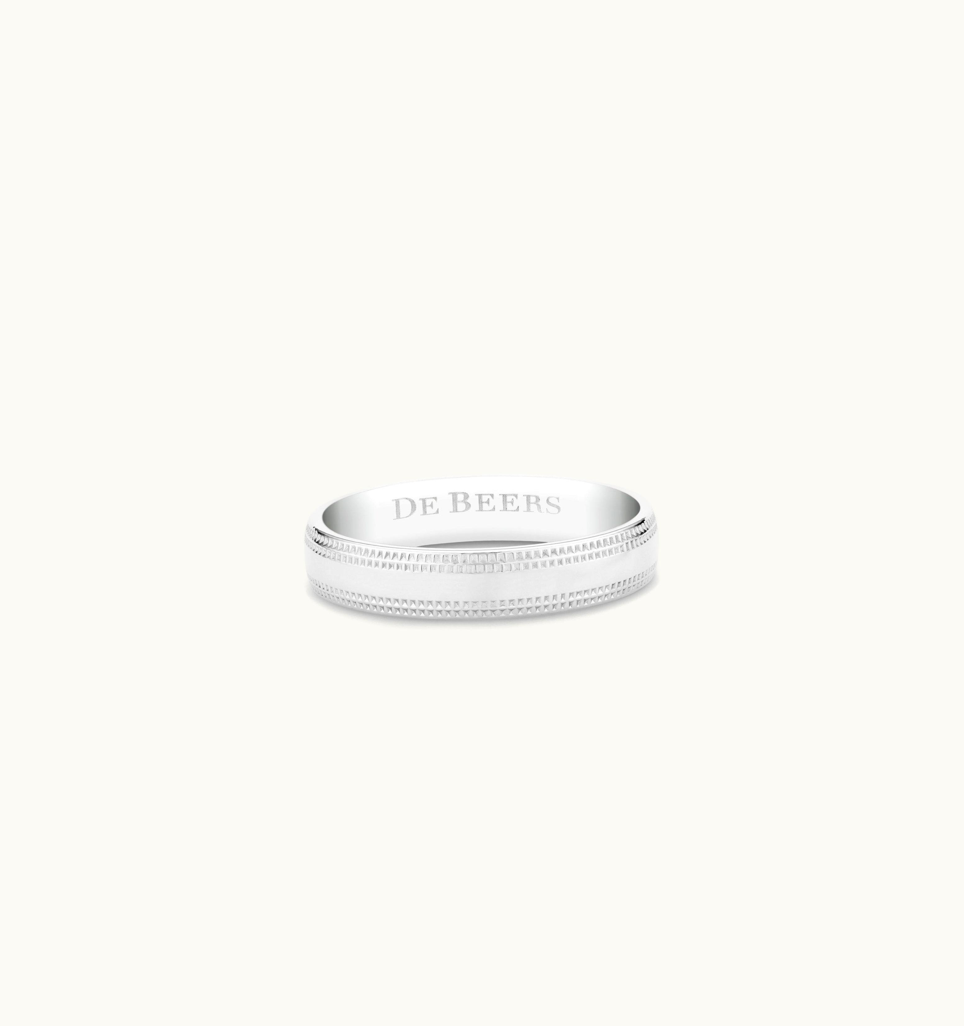 De Beers De Beers Wide Court Poincon Band In Platinum