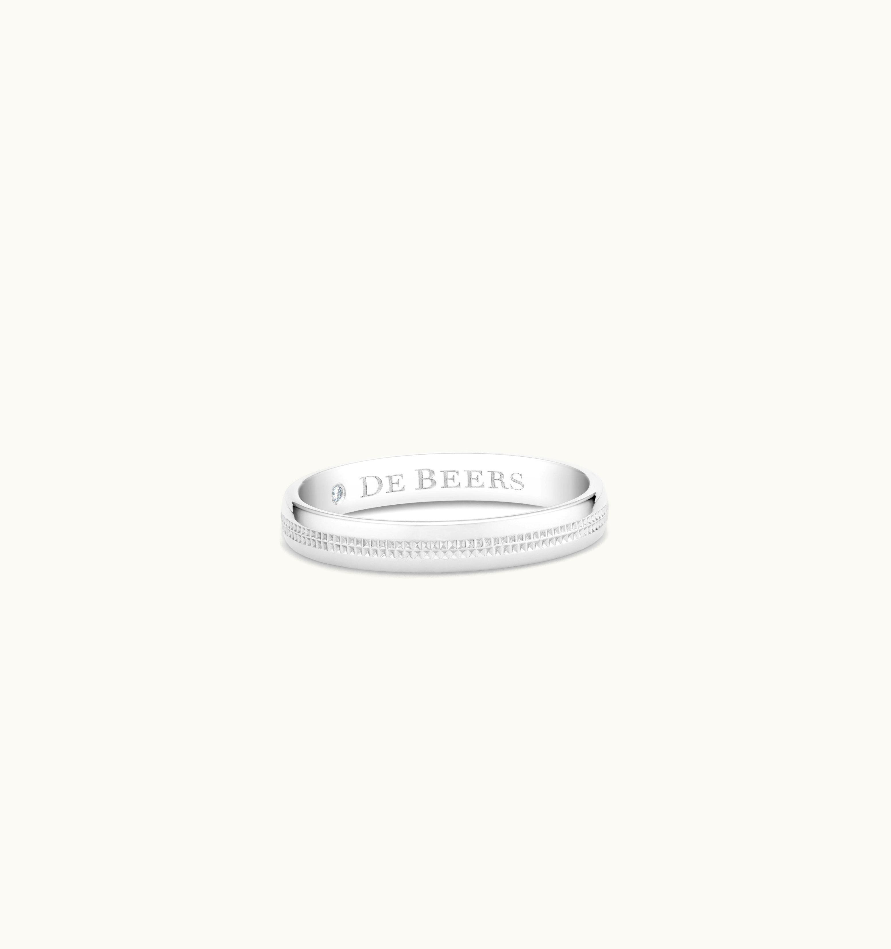 De Beers De Beers Wide Court Poinçon Band In Platinum