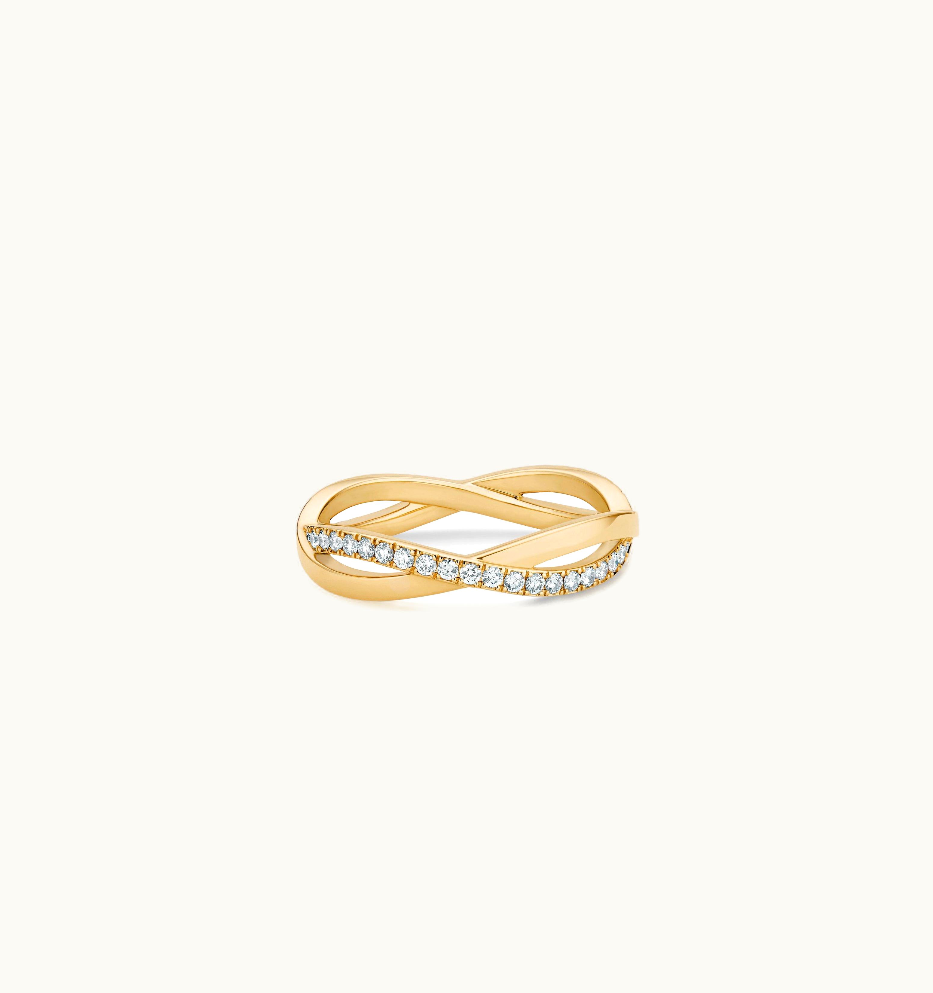De Beers De Beers Infinity Half Pavé Band In Yellow Gold