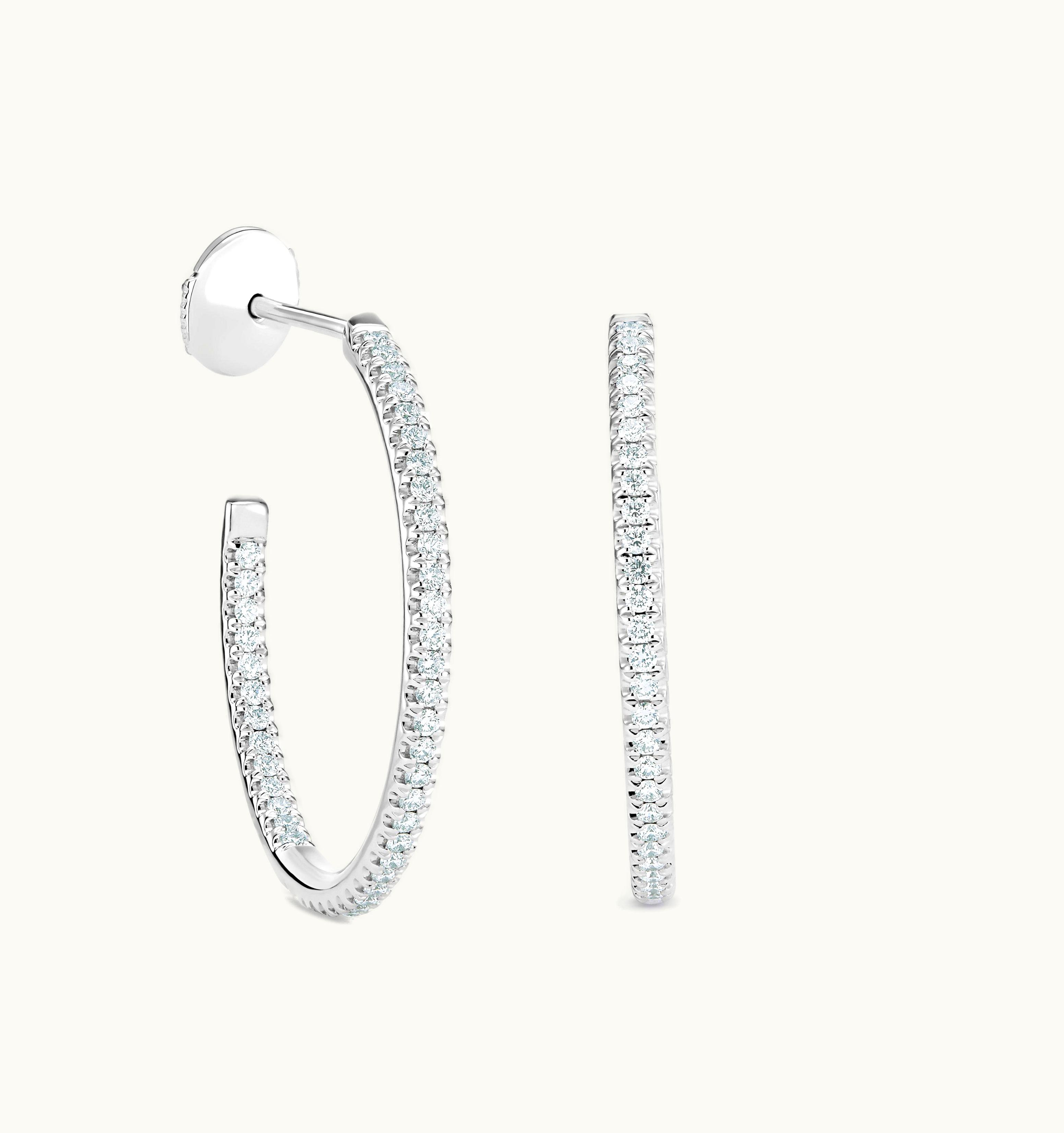 De Beers De Beers DB Classic Hoop Earrings In White Gold UZ0178553