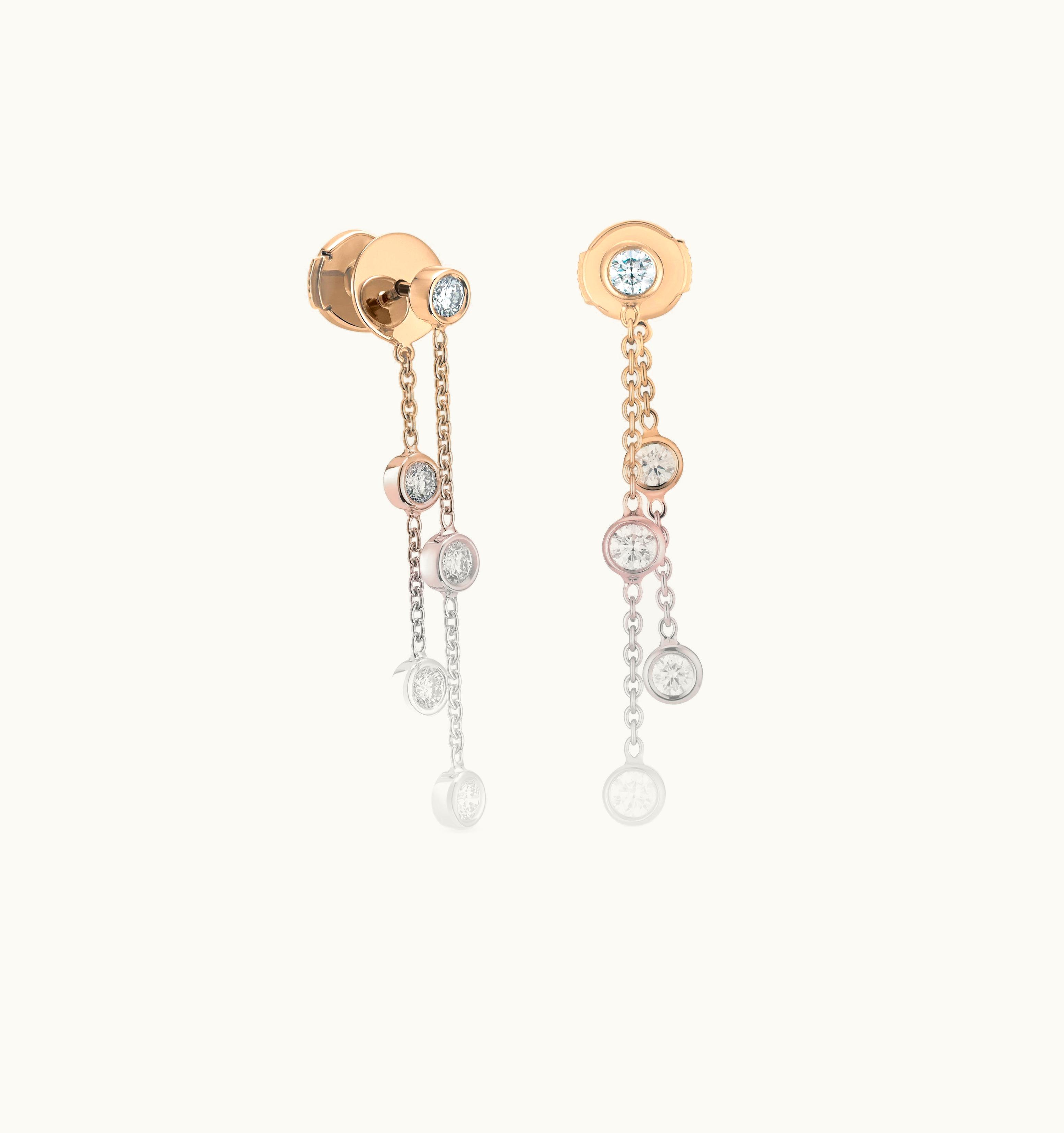 De Beers De Beers Clea Five Diamond Earrings In Rose Gold