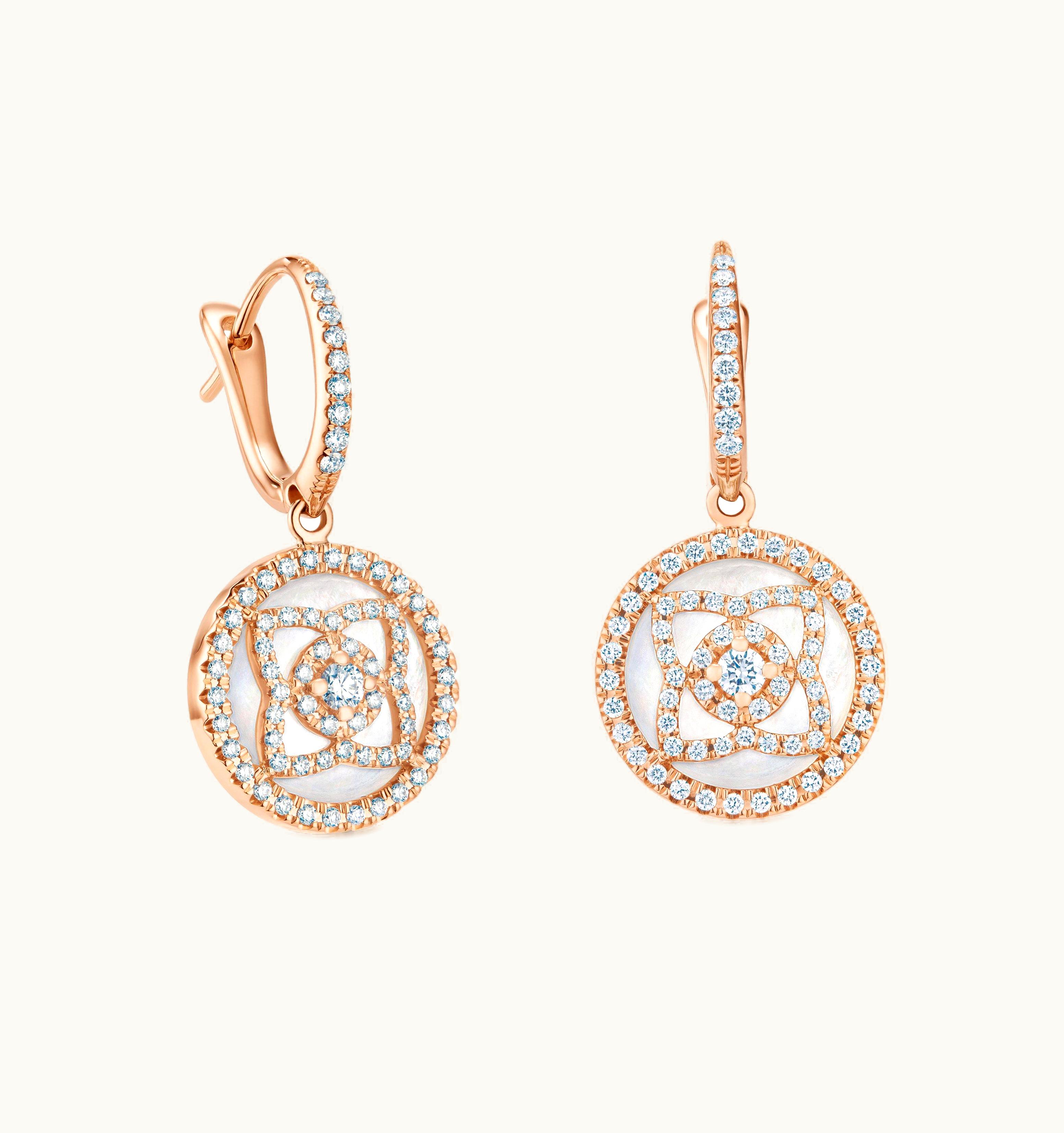 De Beers De Beers Enchanted Lotus Sleepers In Rose Gold And Mother-Of-Pearl