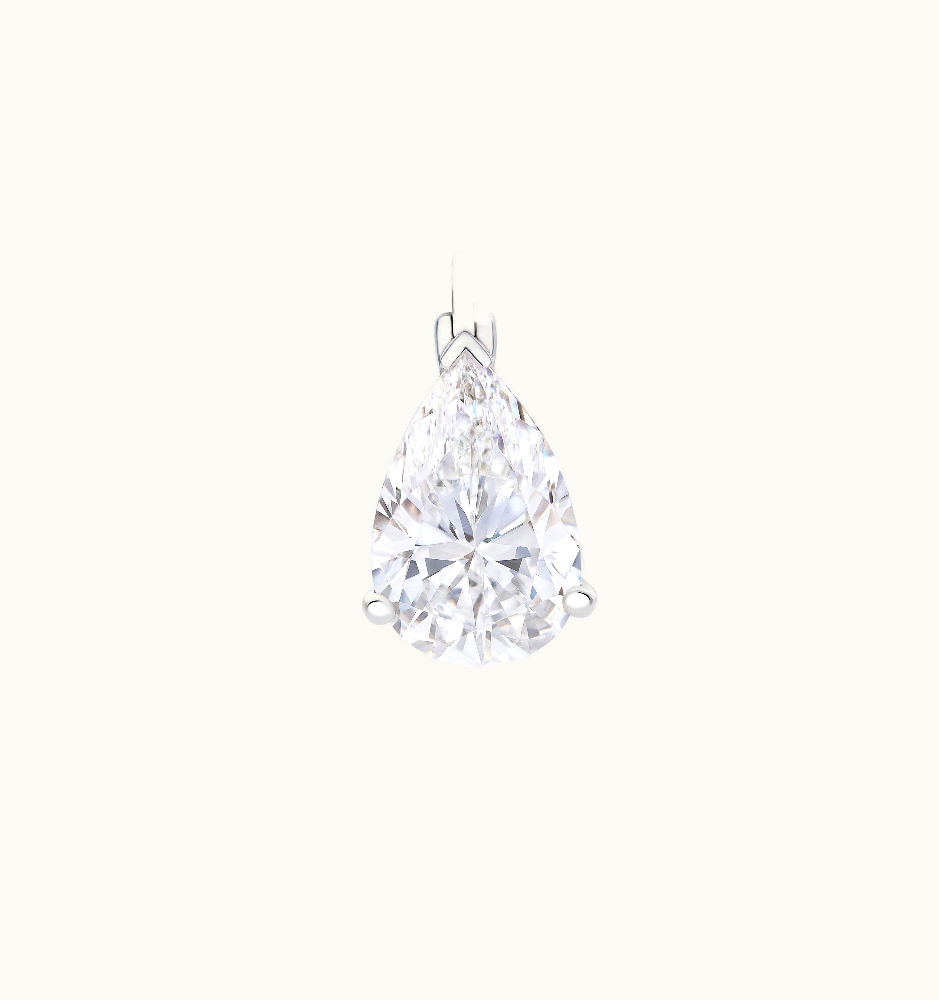 De Beers De Beers White Pear-Shaped Diamond Drop In White Gold