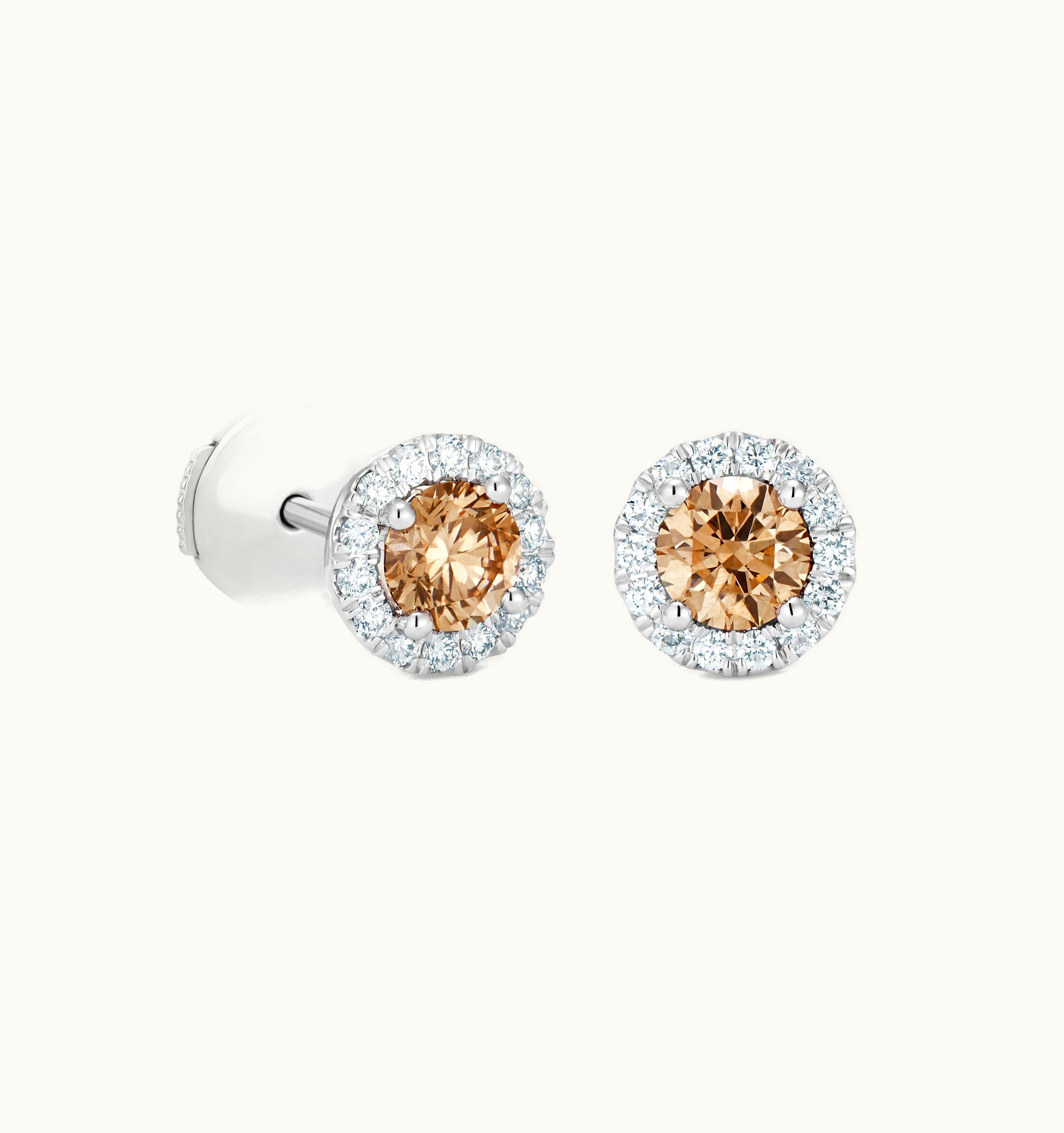 De Beers De Beers Aura Fancy Brown Round Brilliant Diamond Studs