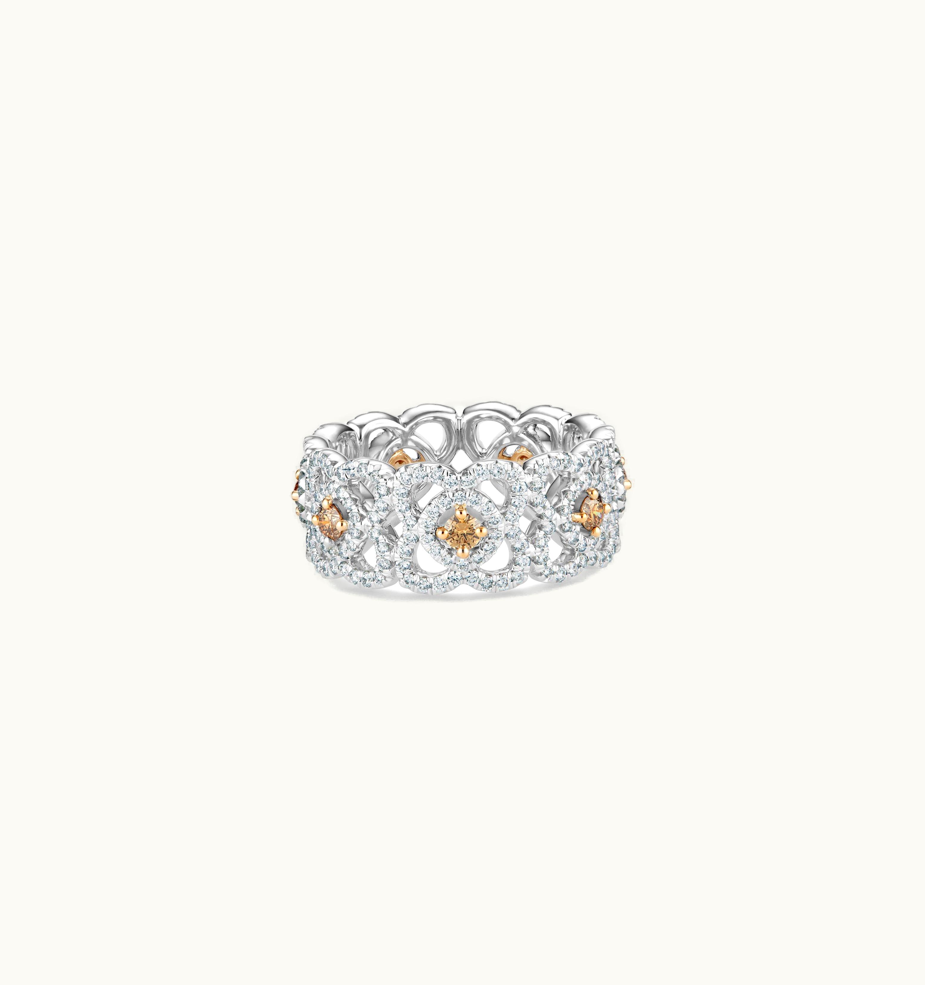 De Beers De Beers Enchanted Lotus Brown Diamond Band In White Gold